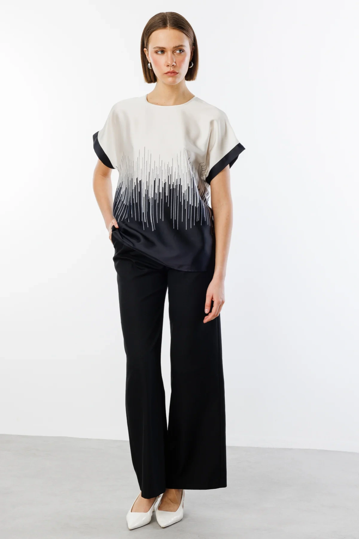 Ekol Çift Renk Saten Bluz 03106