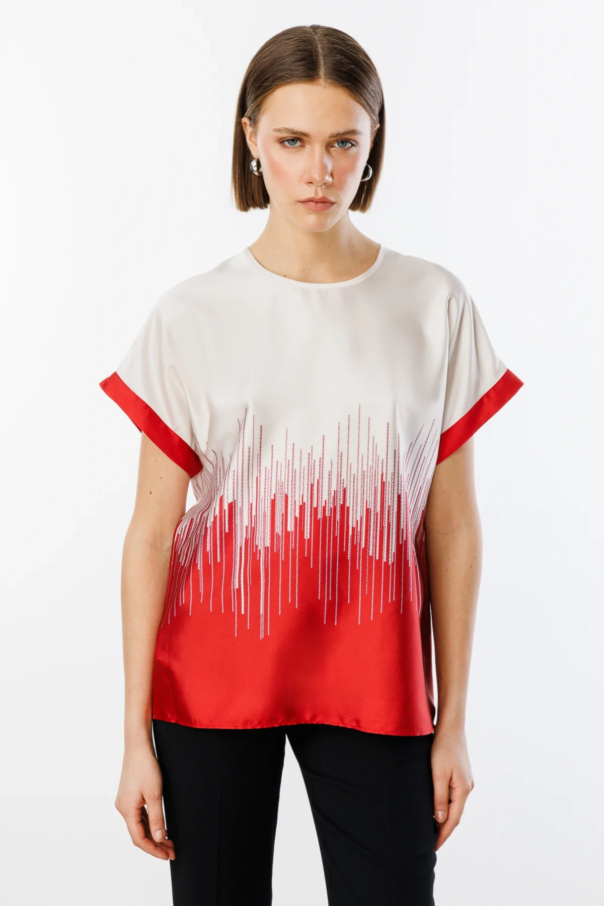 Ekol Çift Renk Saten Bluz 03106