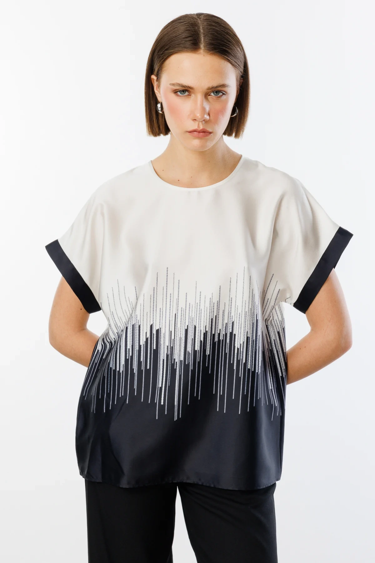 Ekol Çift Renk Saten Bluz 03106