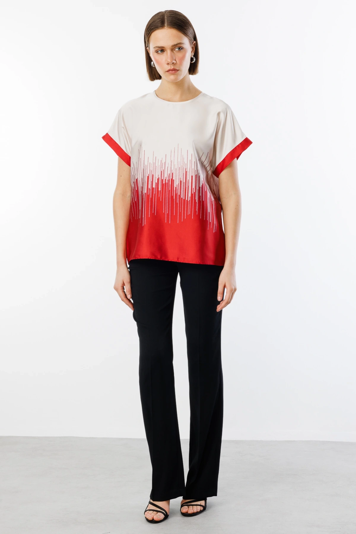 Ekol Çift Renk Saten Bluz 03106