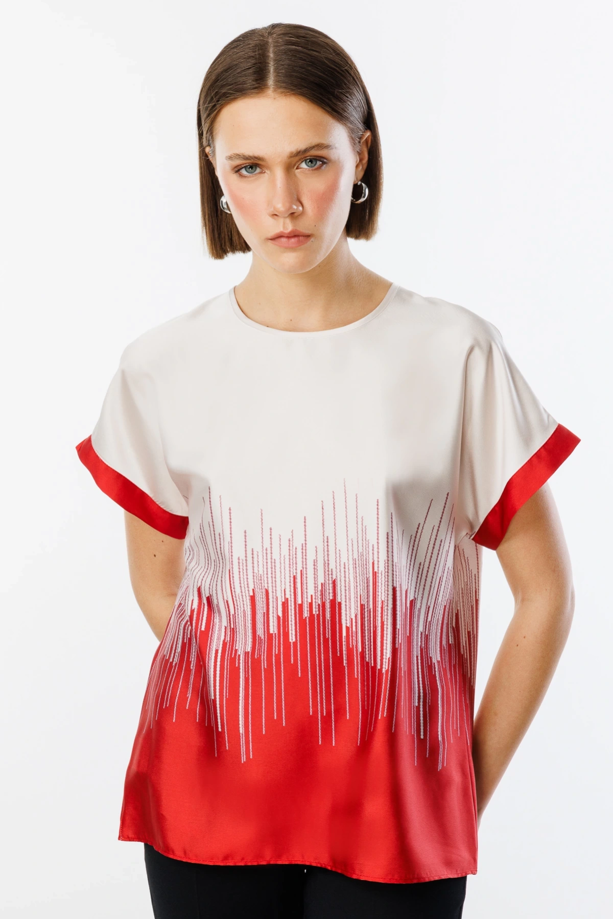 Ekol Çift Renk Saten Bluz 03106