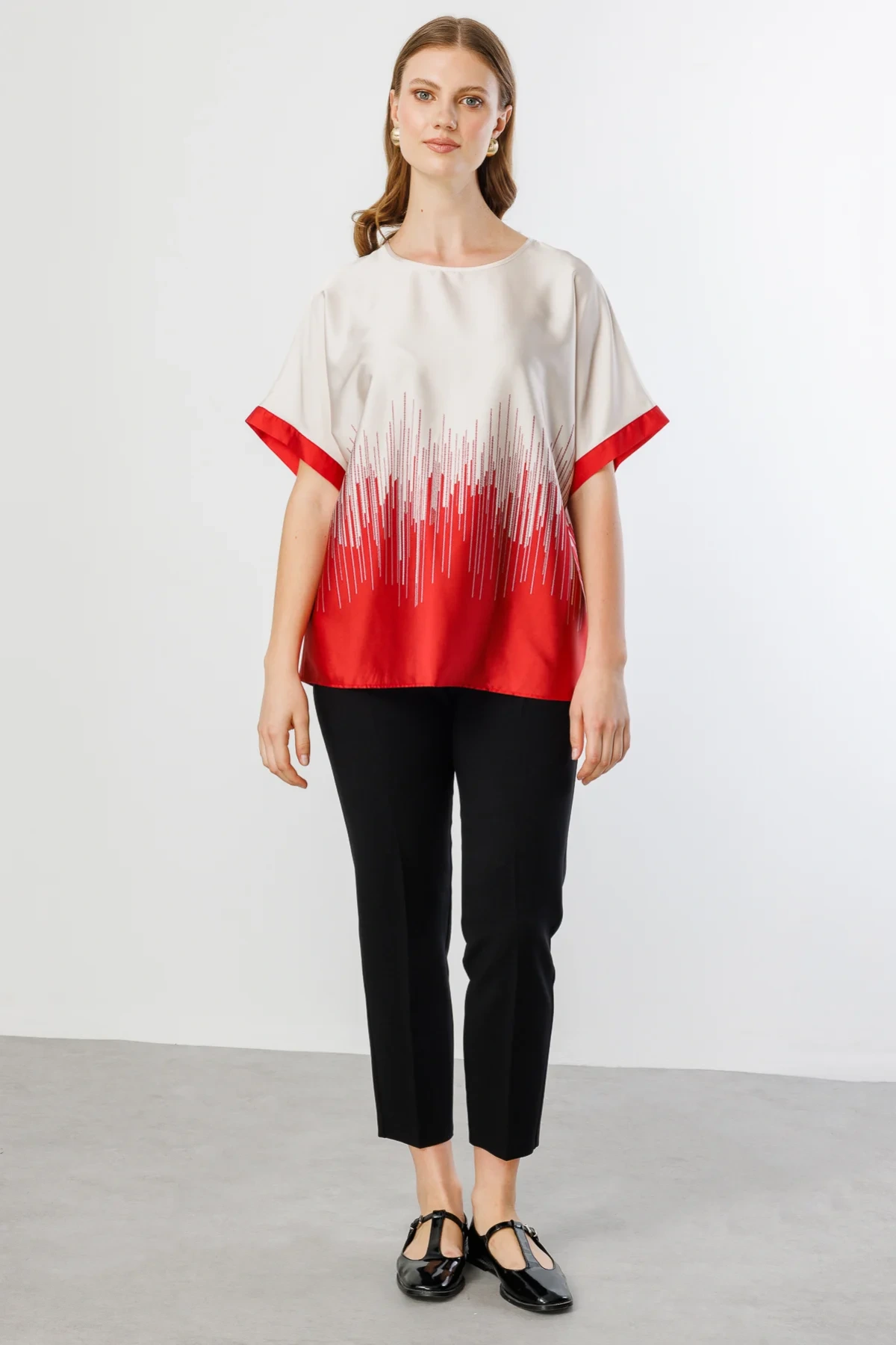 Ekol Çift Renk Saten Bluz 03606