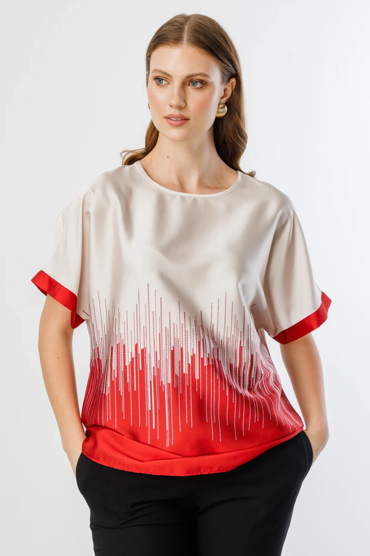 Ekol Çift Renk Saten Bluz 03606