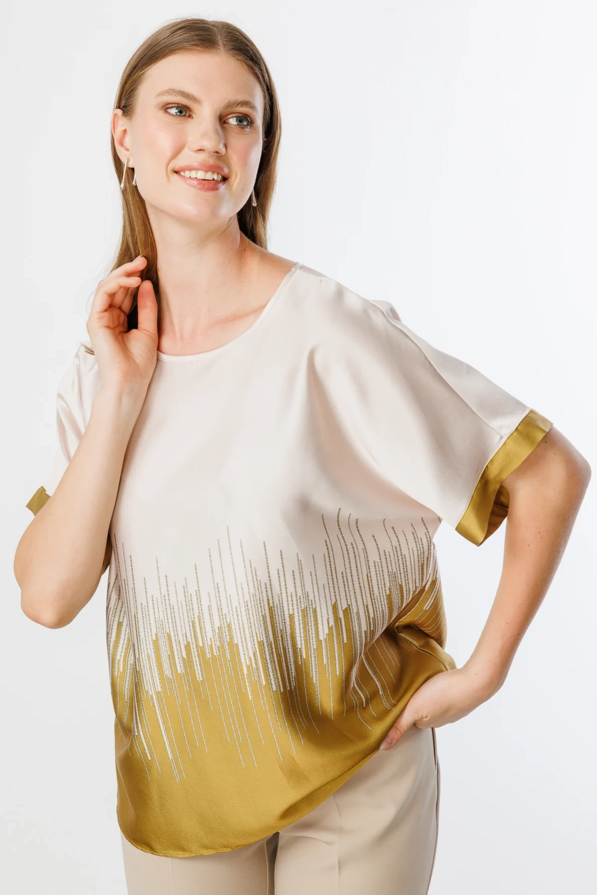 Ekol Çift Renk Saten Bluz 03606