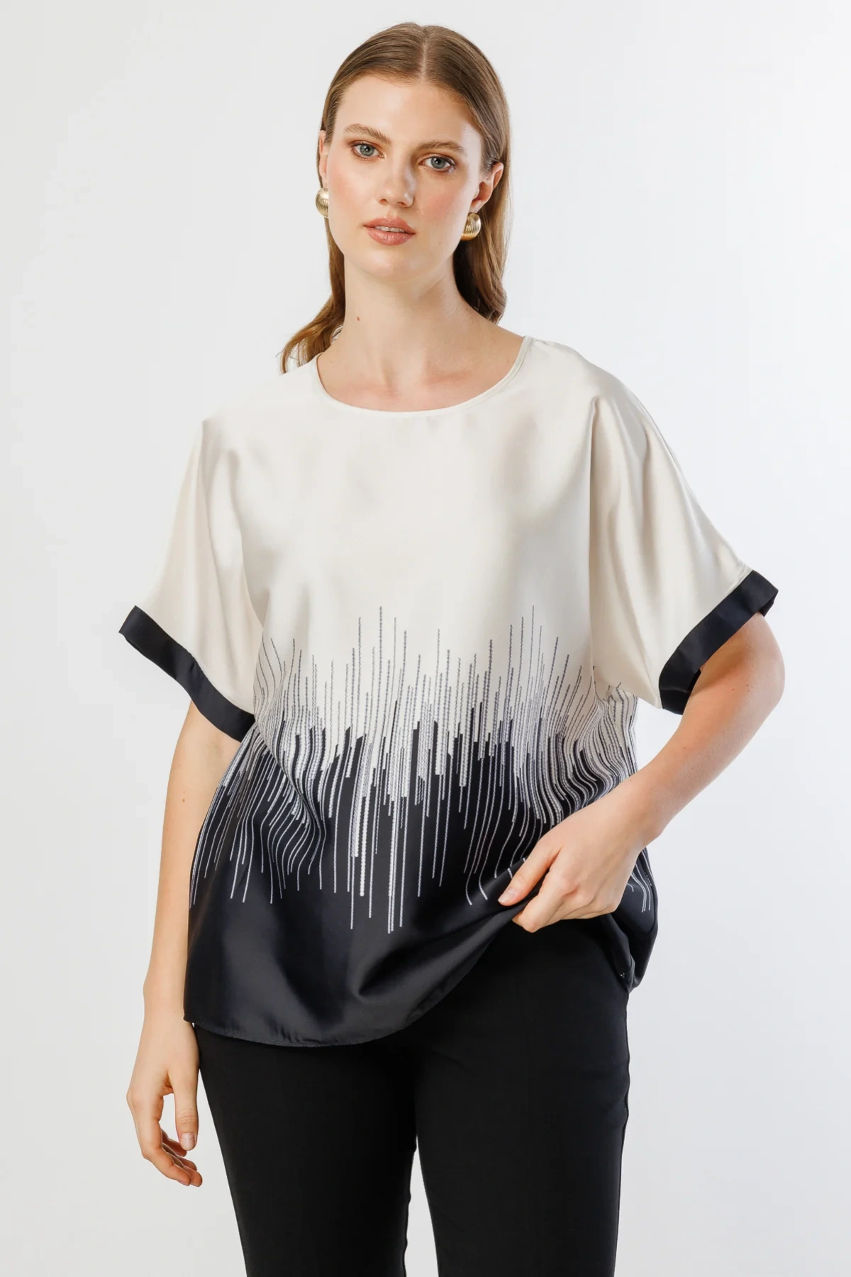 Ekol Çift Renk Saten Bluz 03606