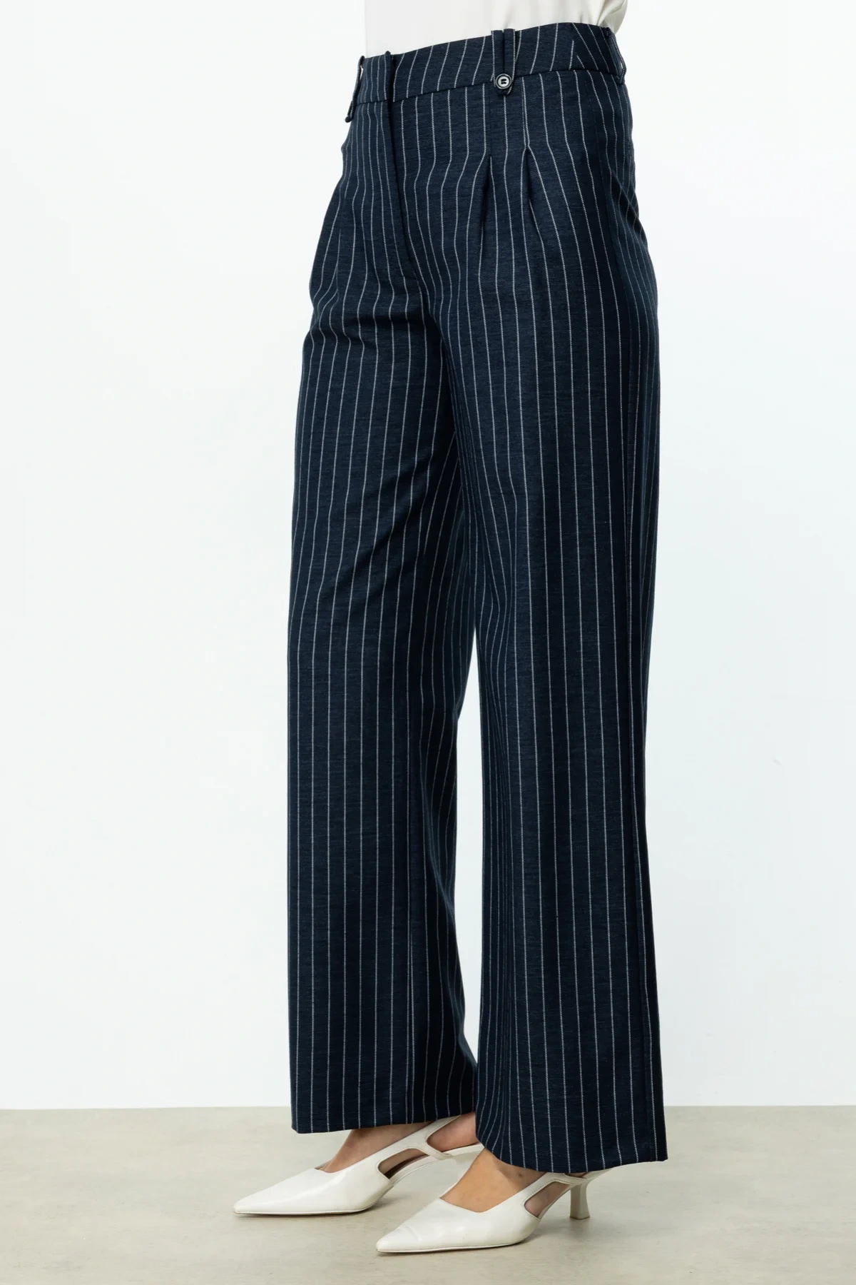 Ekol Çizgili Bol Paça Pantolon 04056