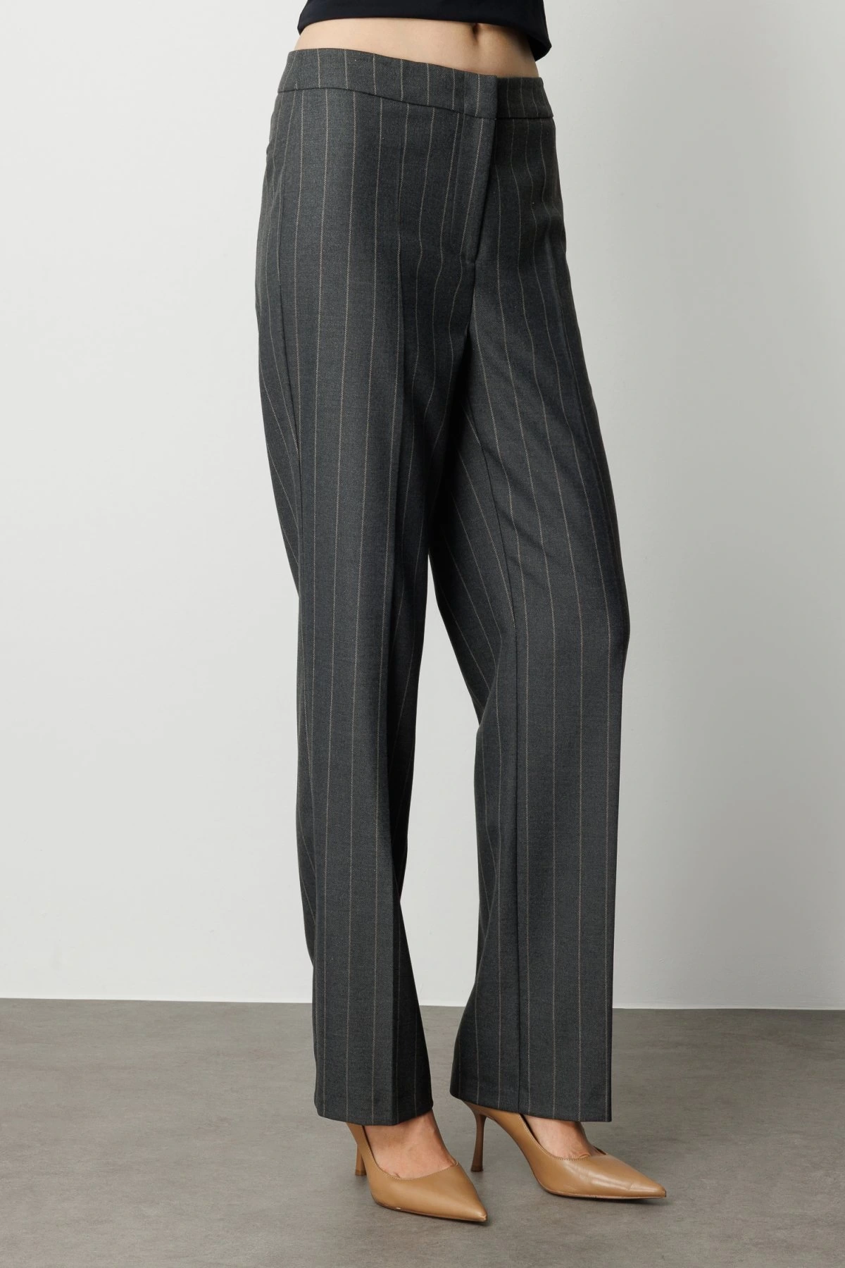 Ekol Çizgili Bol Paça Pantolon 05129