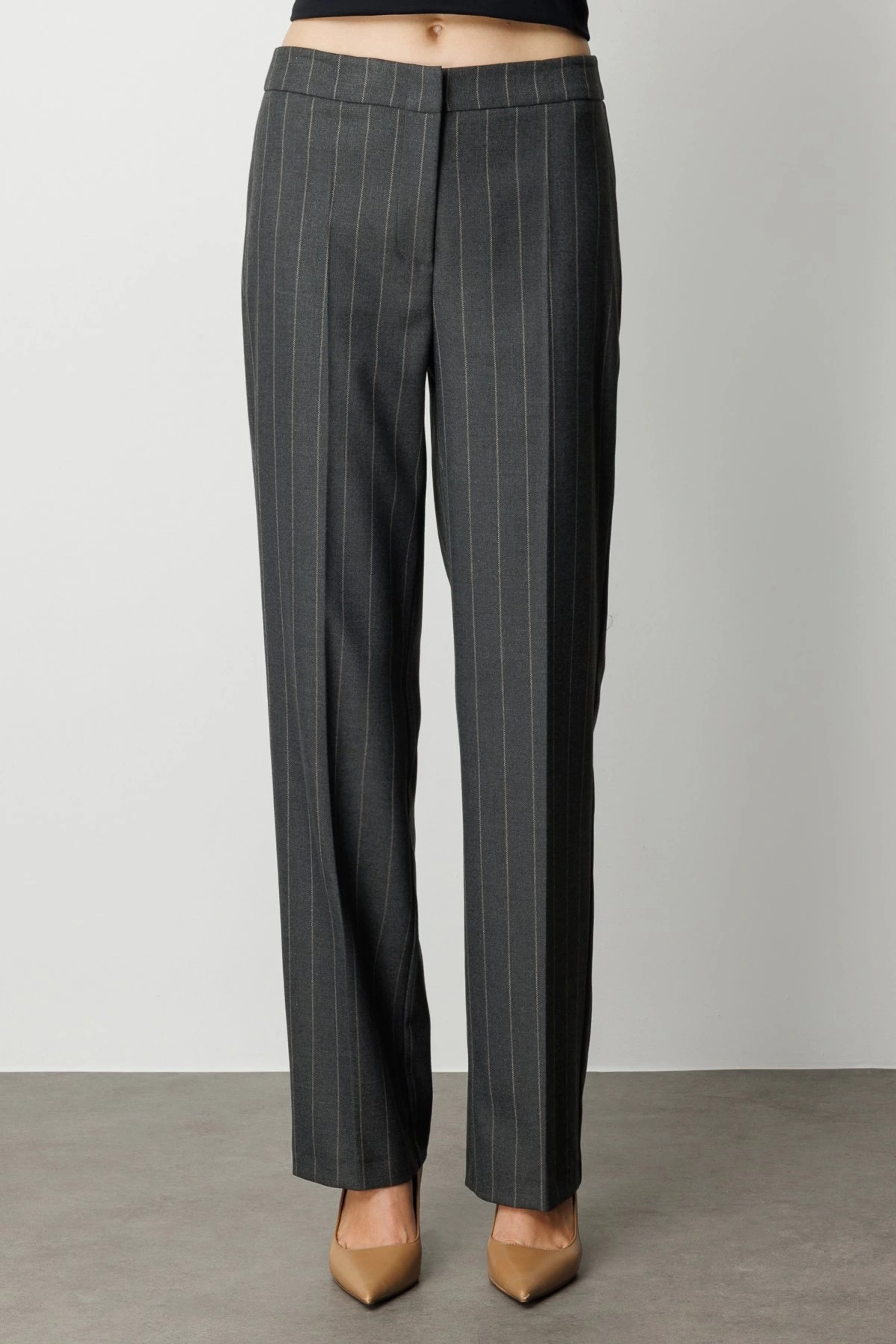 Ekol Çizgili Bol Paça Pantolon 05129