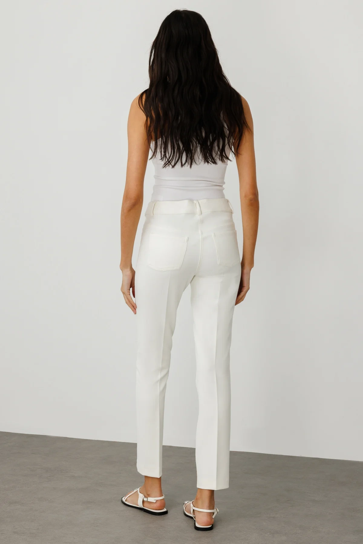 Ekol Dar Paça Kumaş Ekru Kadın Pantolon 02142