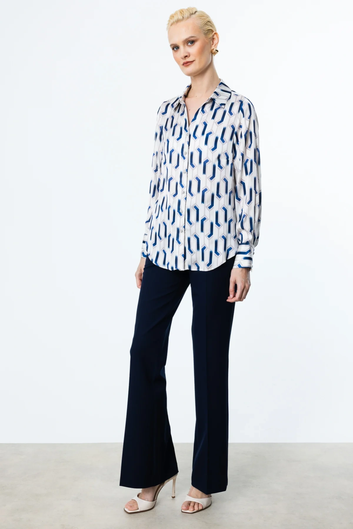 Ekol Desenli Saten Gömlek 03102