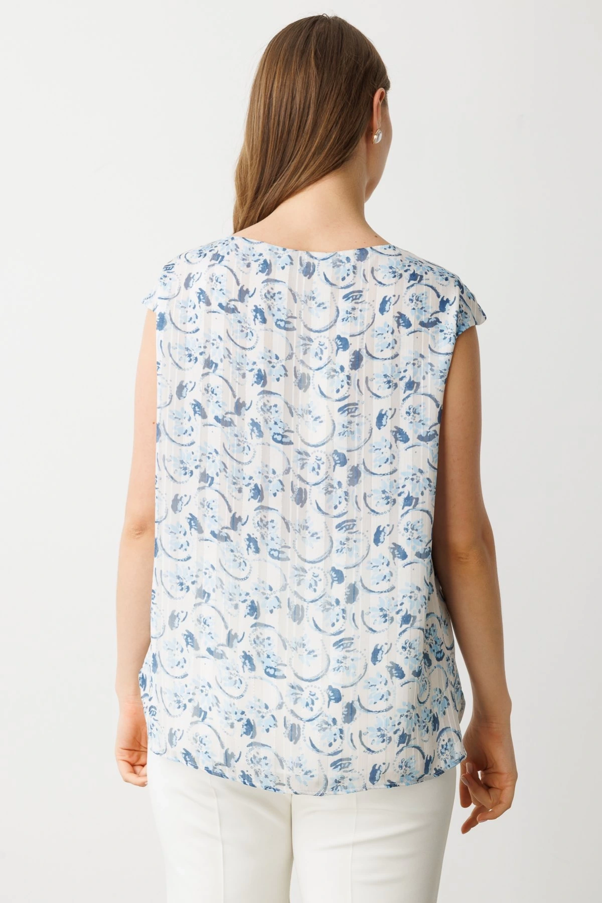 Ekol Desenli Şifon Bluz 03624