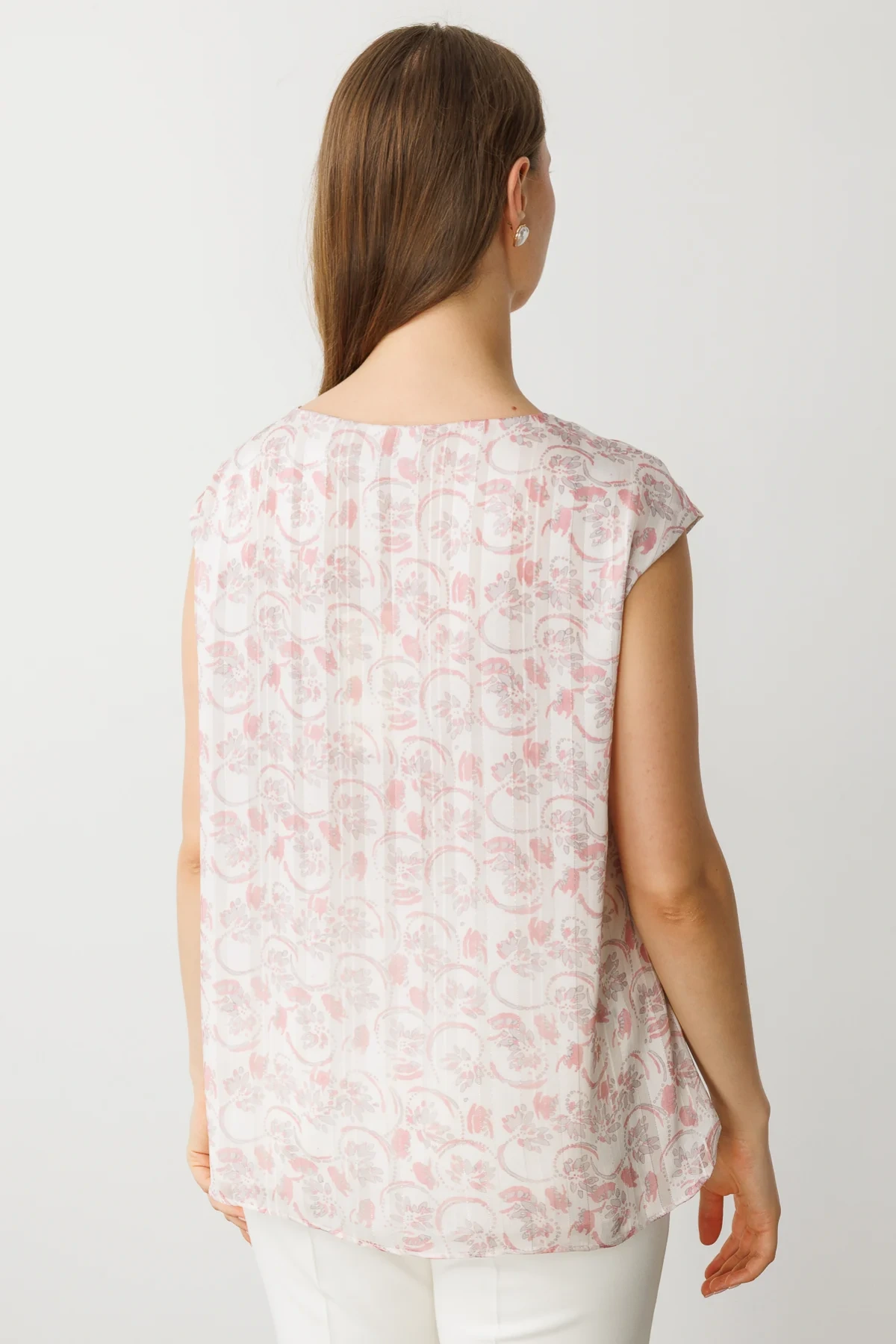 Ekol Desenli Pembe Kadın Şifon Bluz 03624