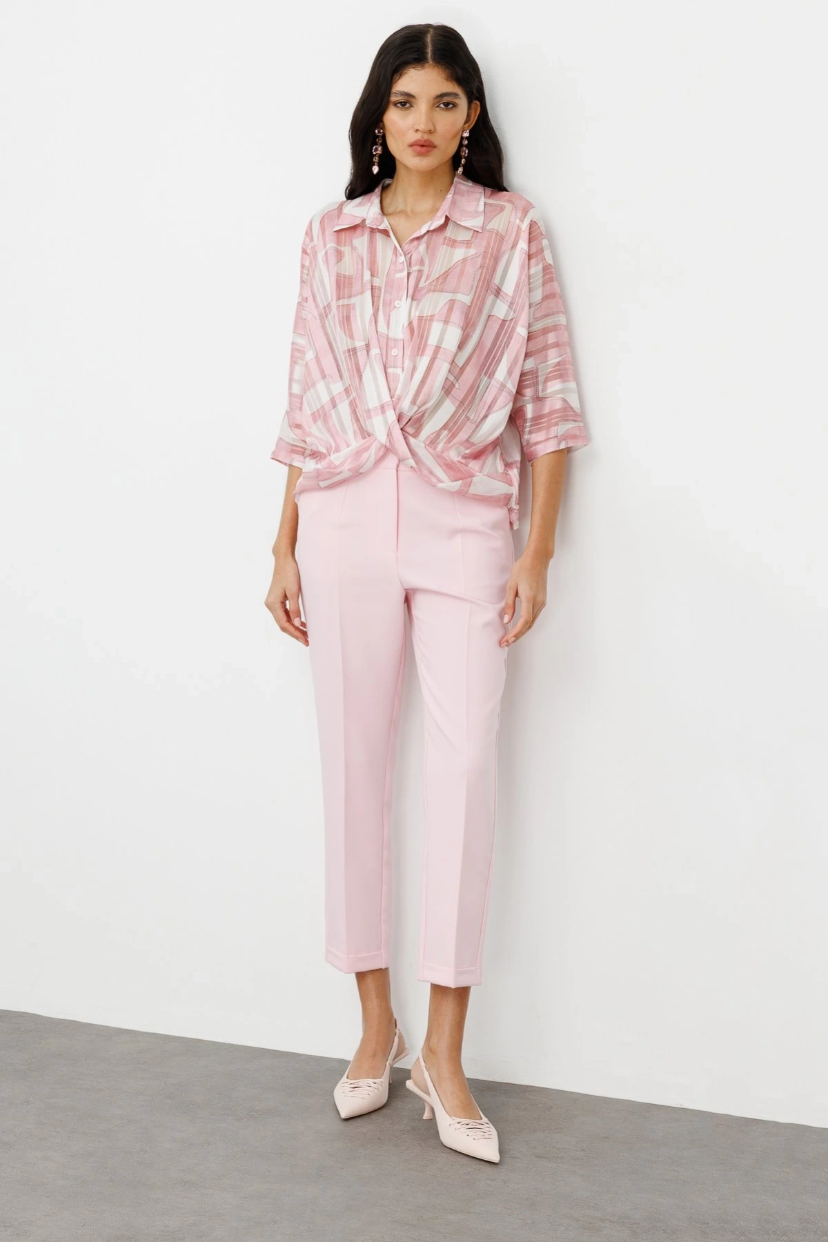 Ekol Düğmeli Bel Büzgülü Bluz 03126