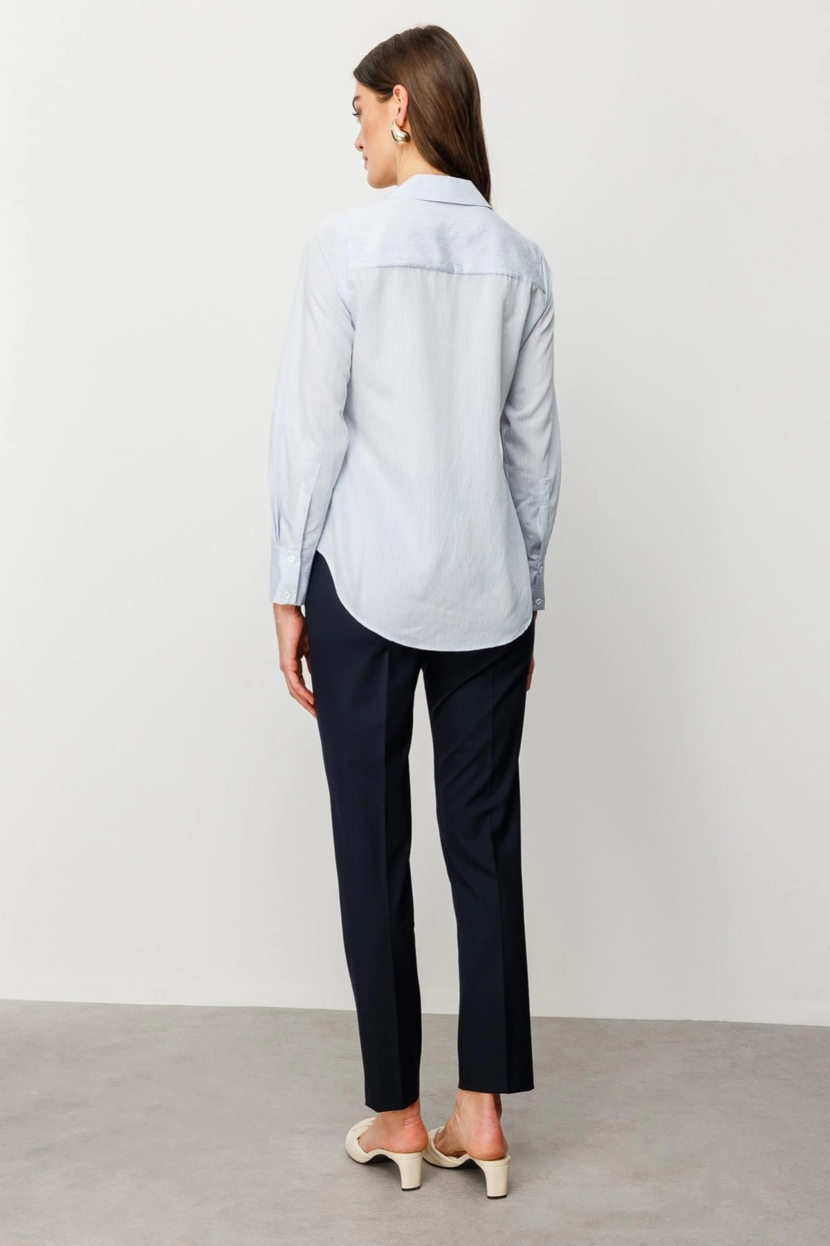 Ekol Düğmeli Çizgili Gömlek 03008