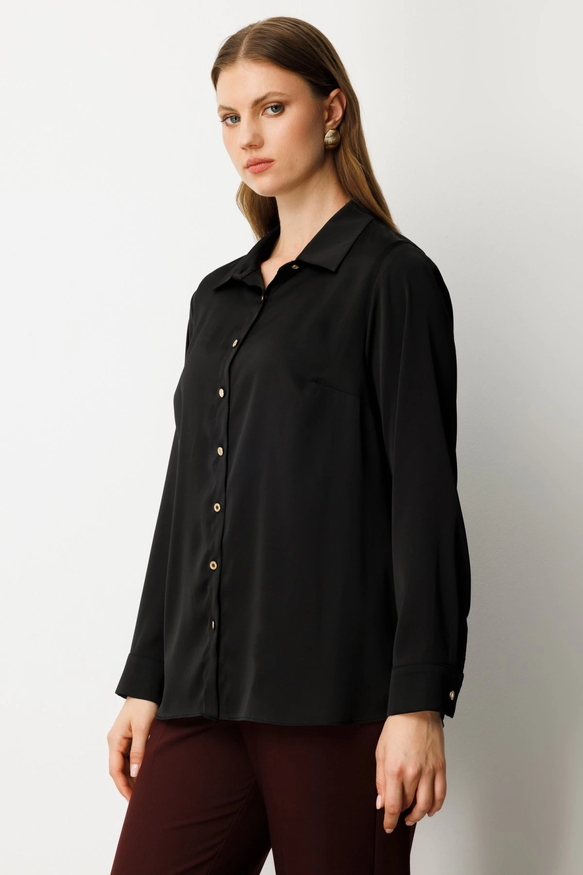 Ekol Düğmeli Saten Gömlek 03505