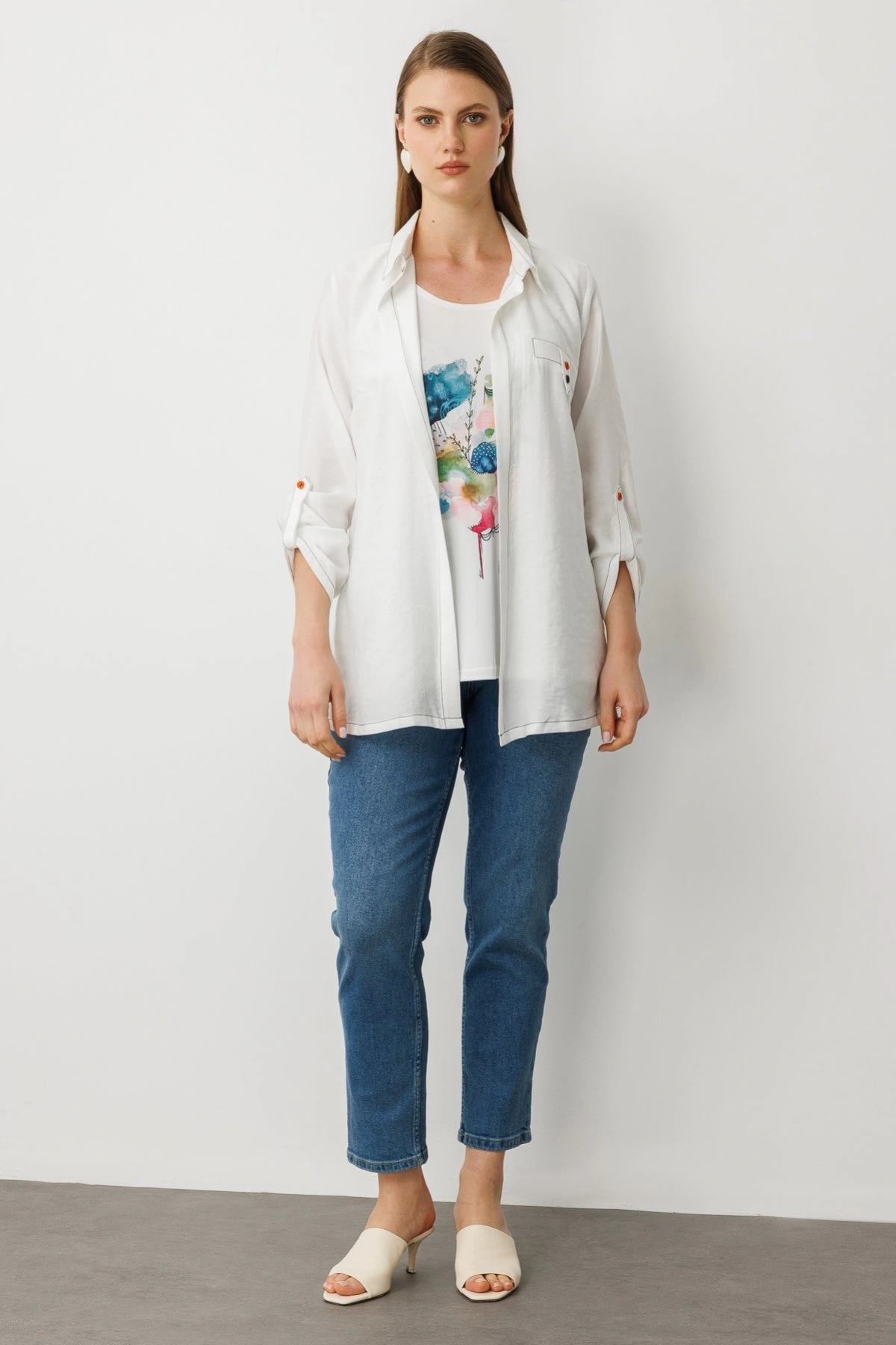 Ekol İçlikli Ekru Kadın Keten Kap 07578