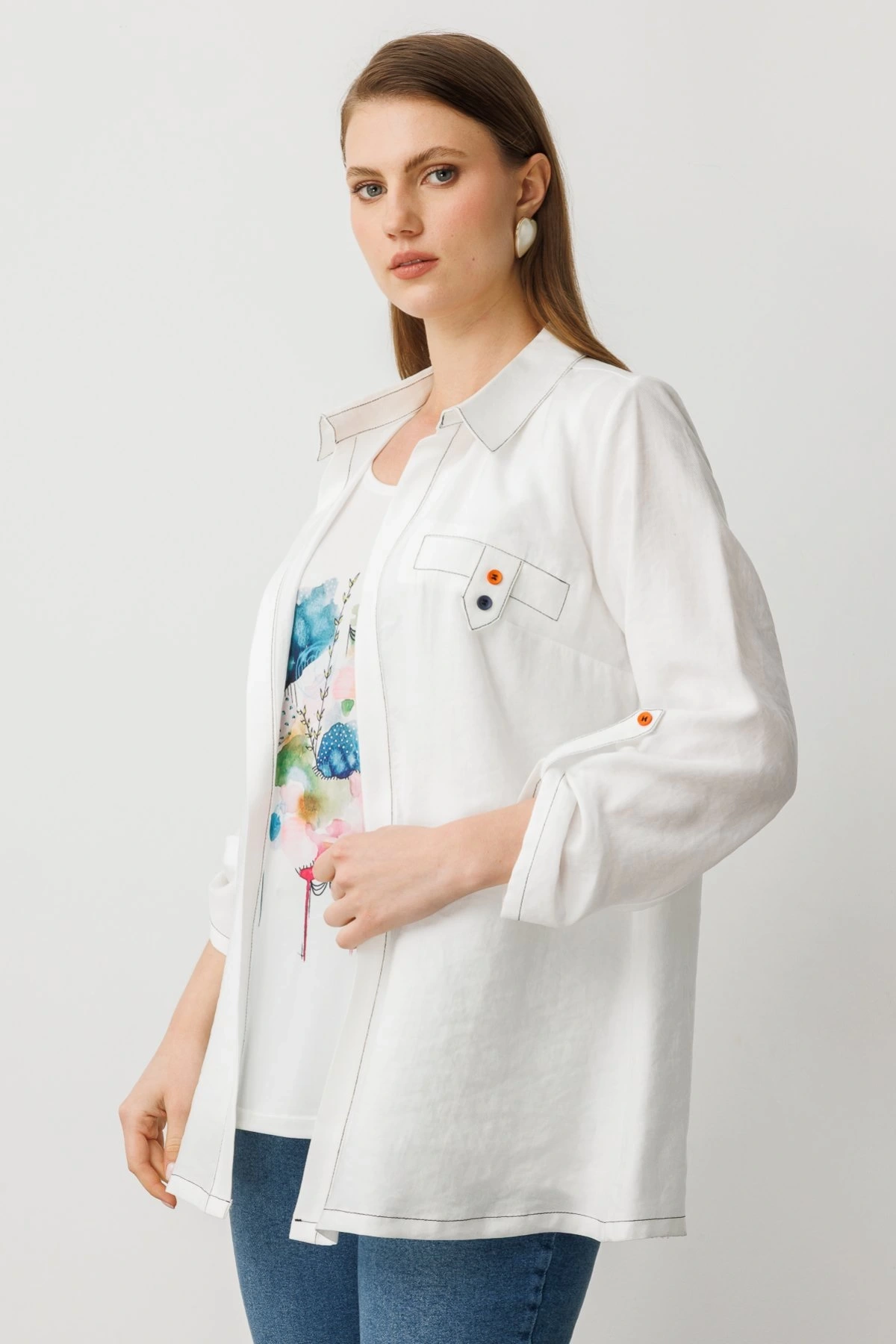 Ekol İçlikli Ekru Kadın Keten Kap 07578