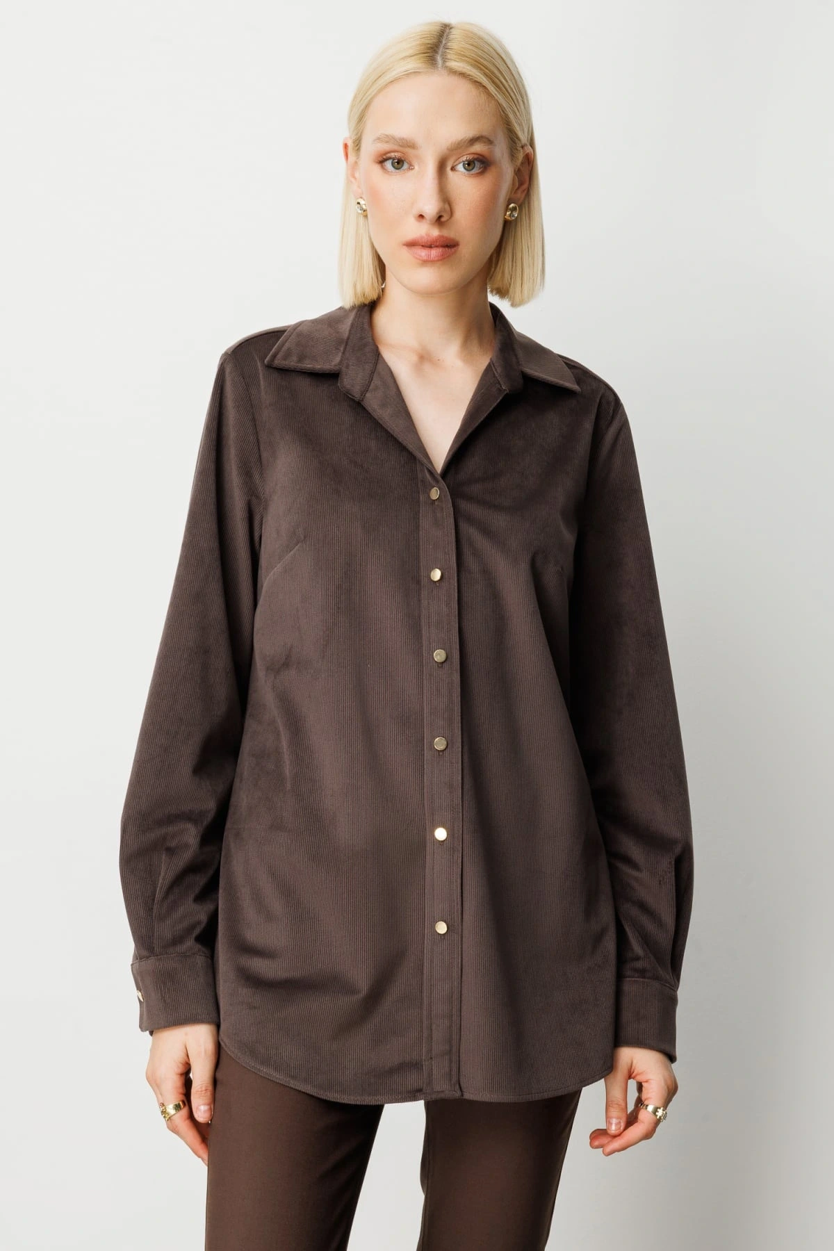 Ekol İnce Fitilli Kadife Bluz 03045