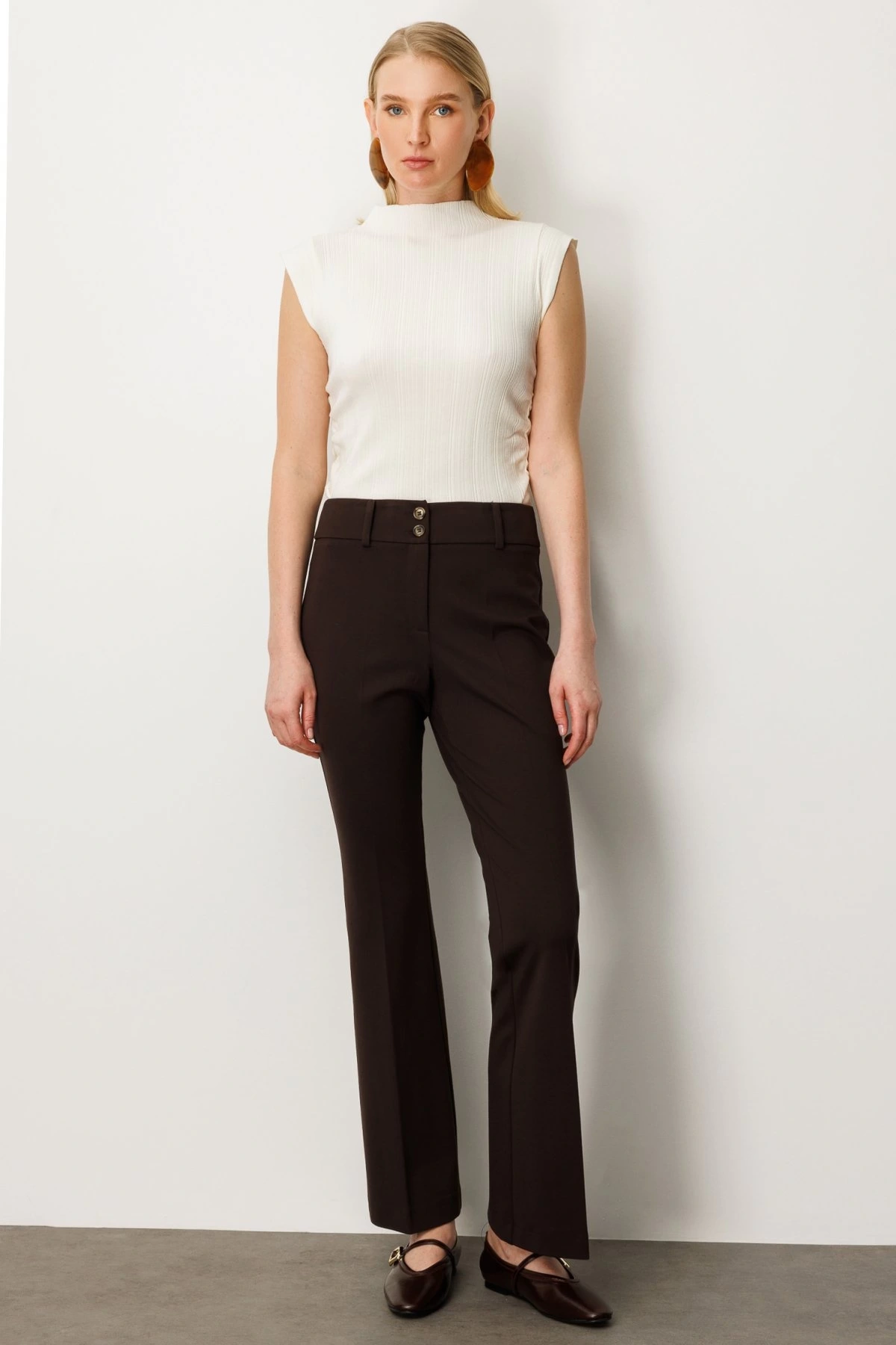 Ekol İspanyol Paça Cepsiz Pantolon 01081