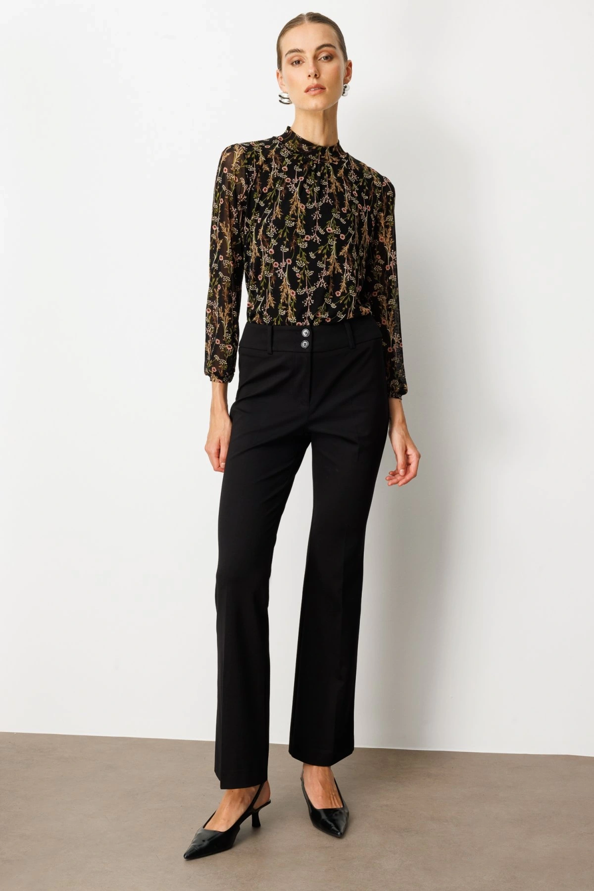 Ekol İspanyol Paça Cepsiz Pantolon 01081