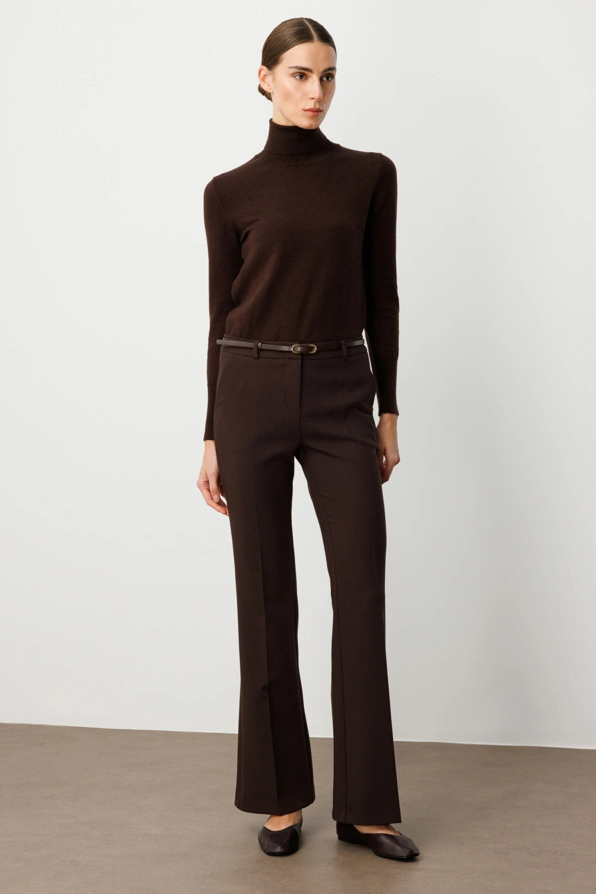 Ekol İspanyol Paça Kahverengi Kadın Pantolon 01011