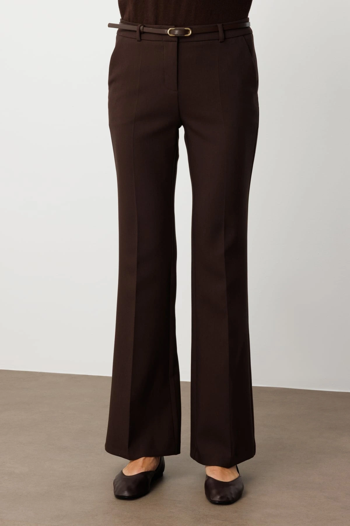 Ekol İspanyol Paça Kahverengi Kadın Pantolon 01011