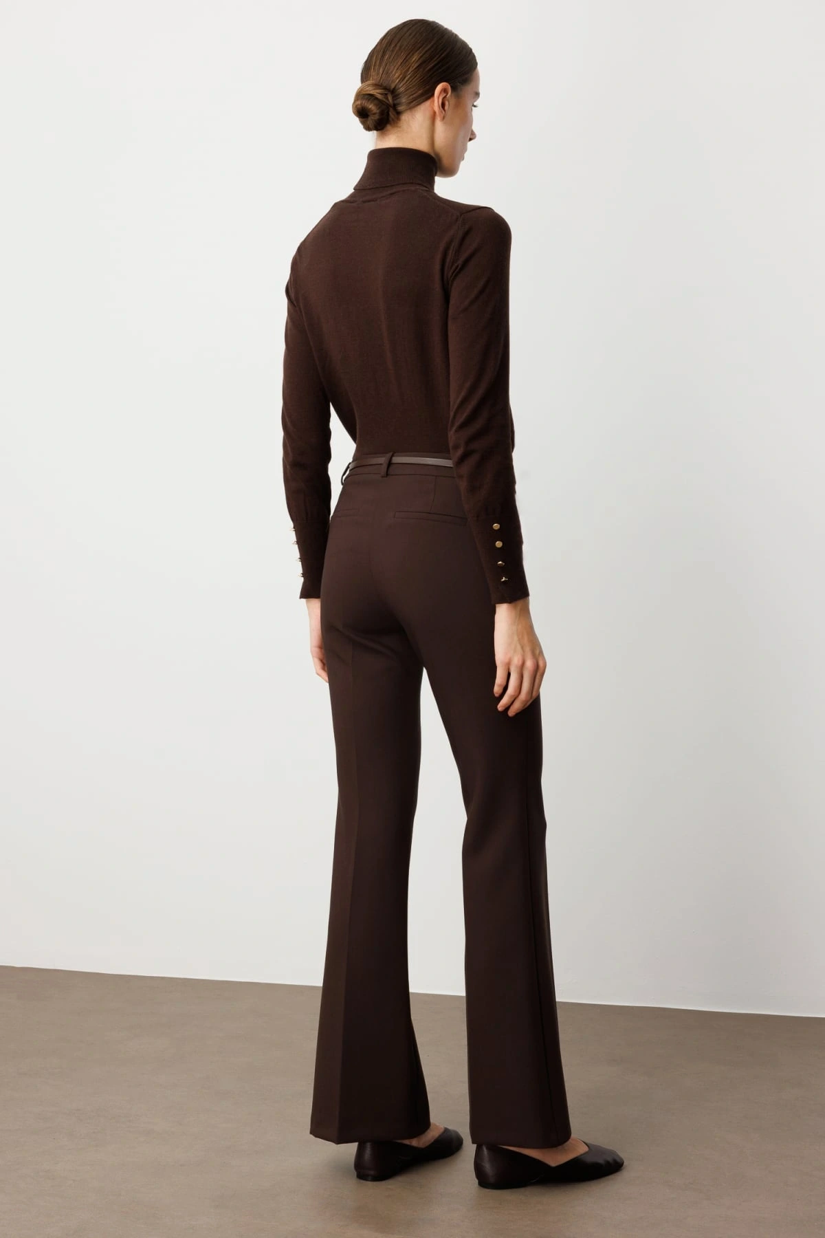 Ekol İspanyol Paça Kahverengi Kadın Pantolon 01011