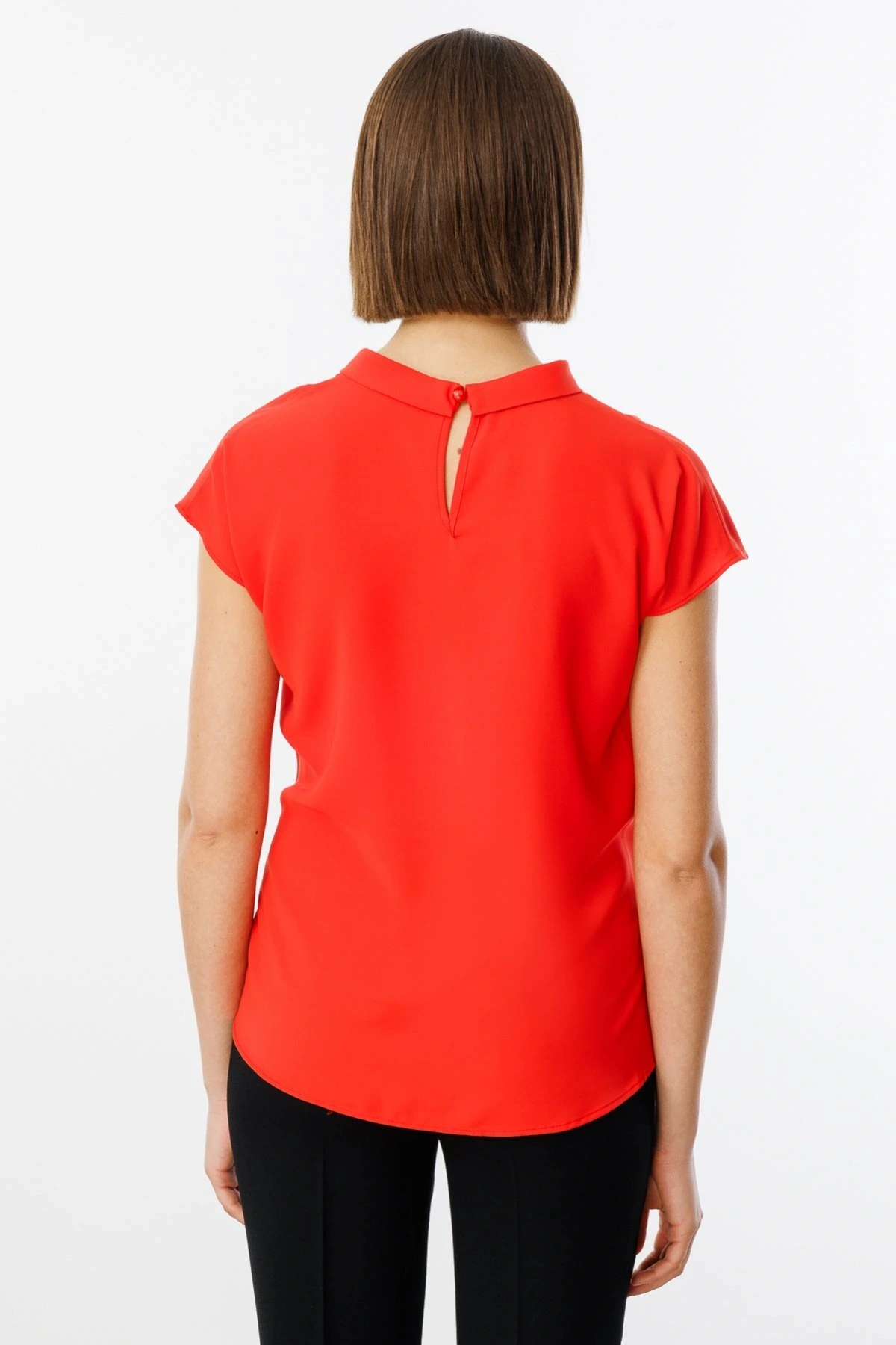 Ekol Kadın Belden Degajeli Mercan Renk Bluz 03038