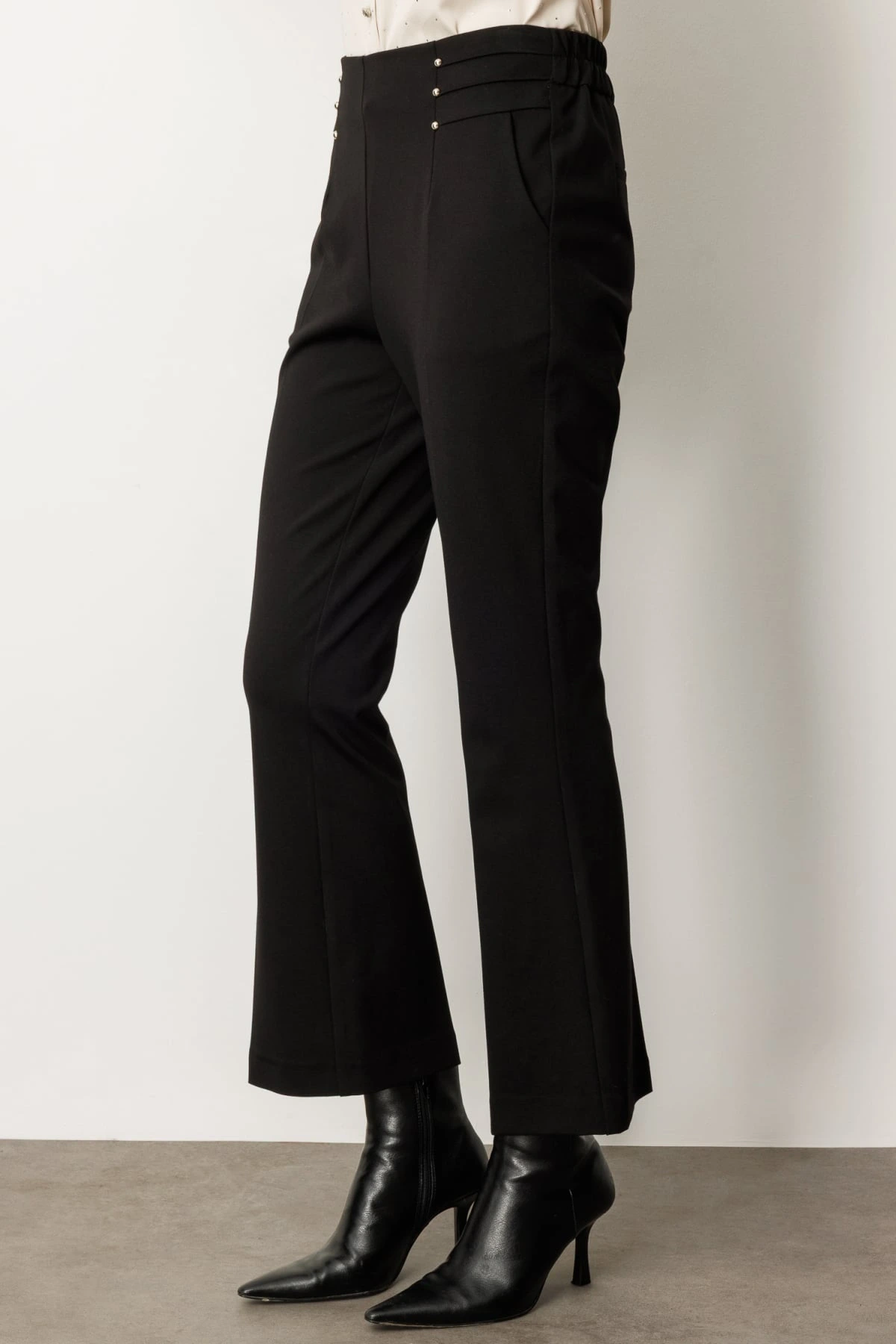 Ekol Kadın Beli Lastikli Siyah Pantolon 01083