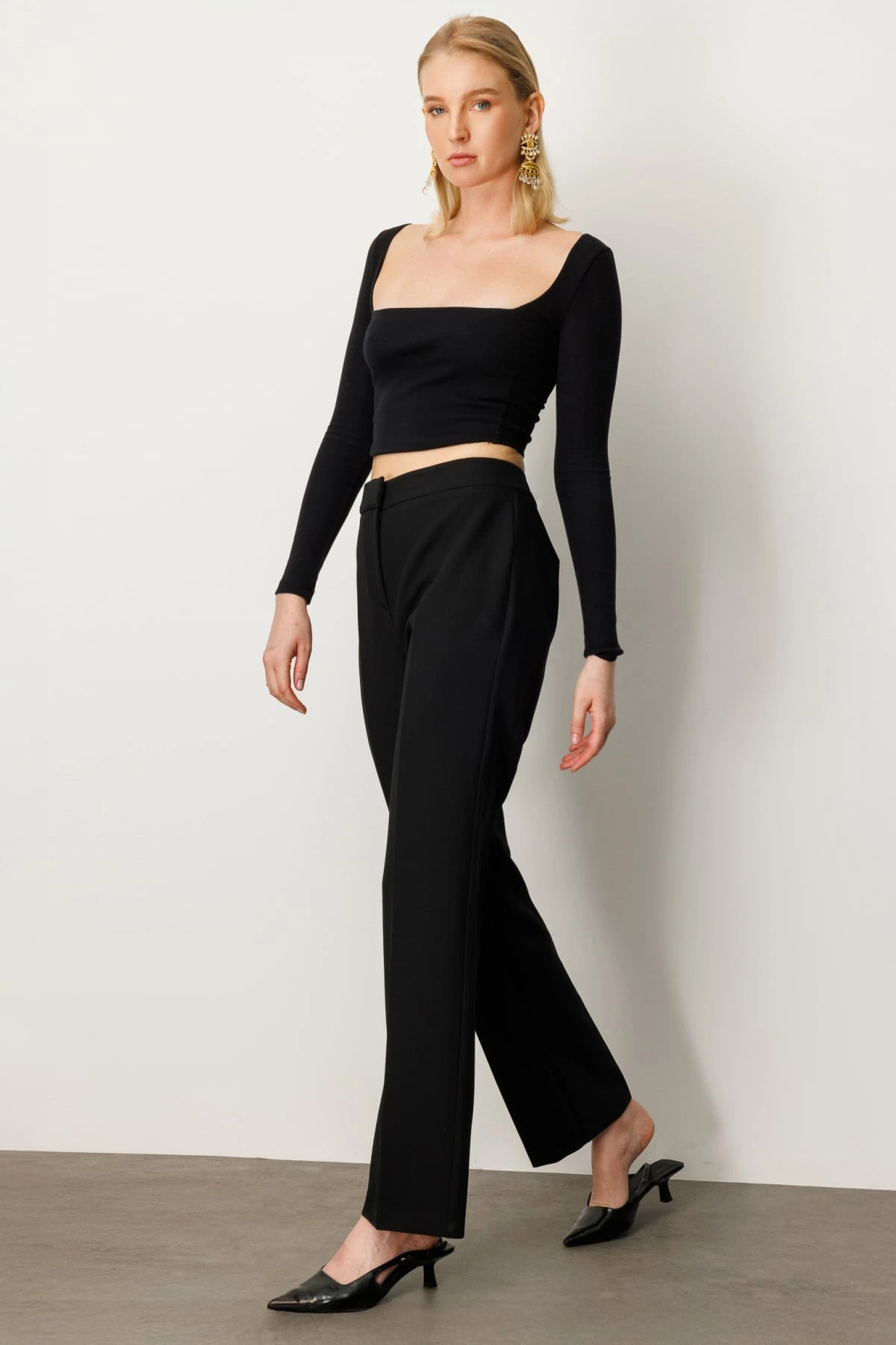 Ekol Kadın Boru Paça Siyah Pantolon 05027