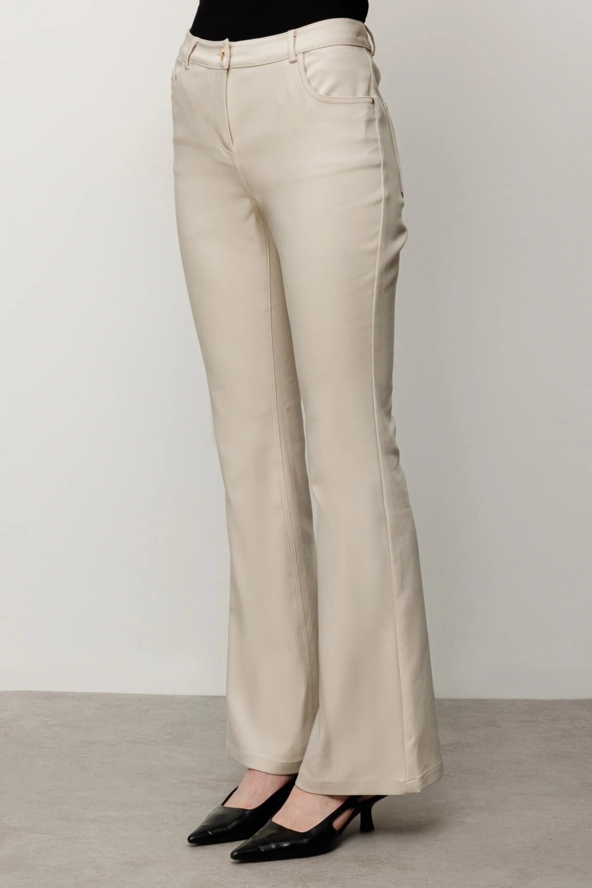 Ekol Kadın İspanyol Paça Kum Renk Pantolon 02044