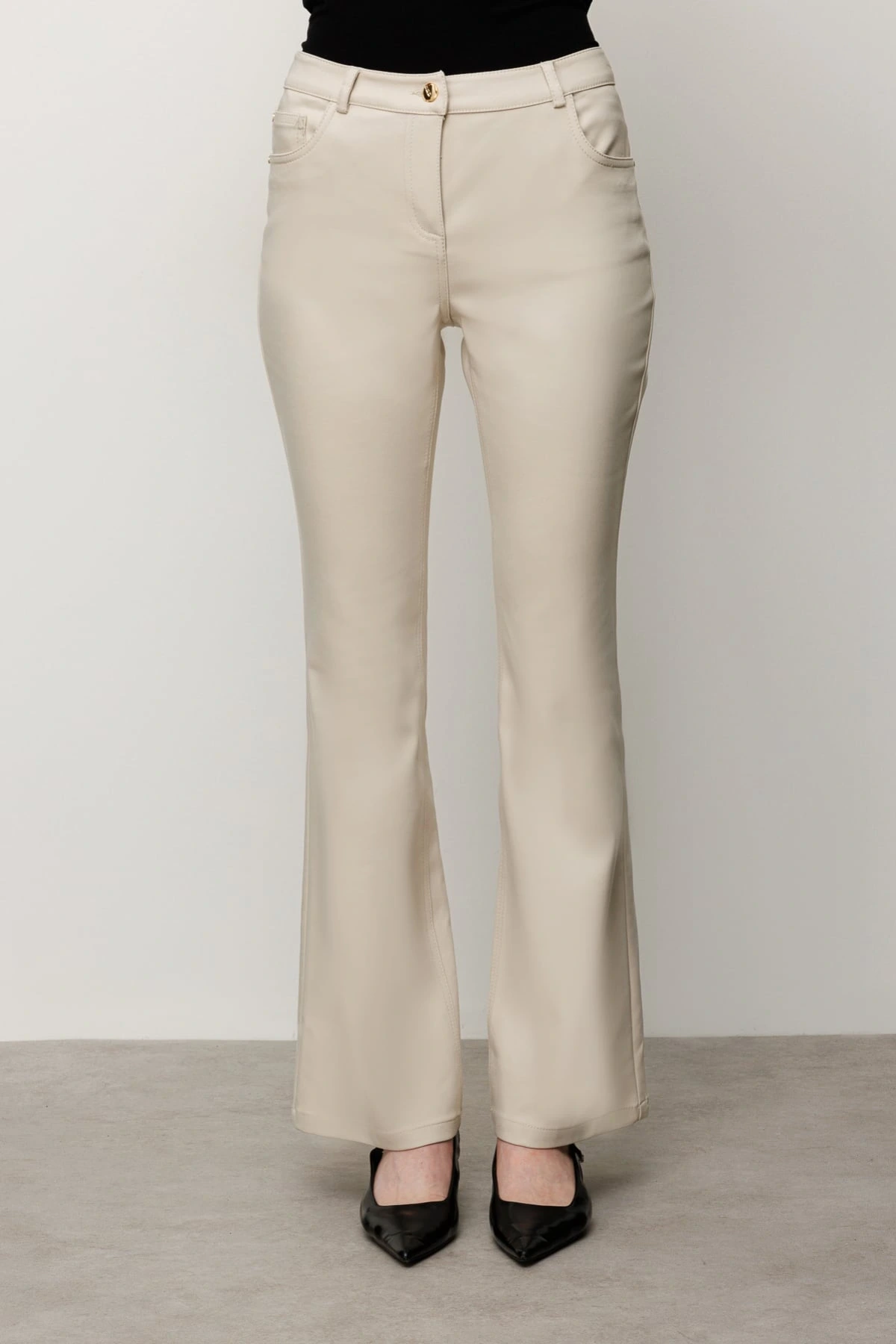 Ekol Kadın İspanyol Paça Kum Renk Pantolon 02044