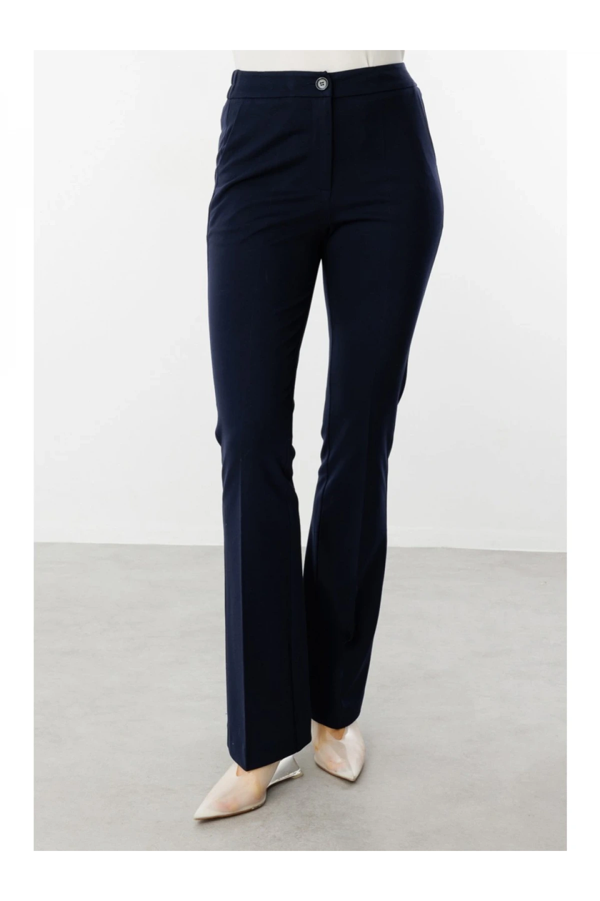 Ekol Kadın İspanyol Paça Lacivert Kumaş Pantolon 02074