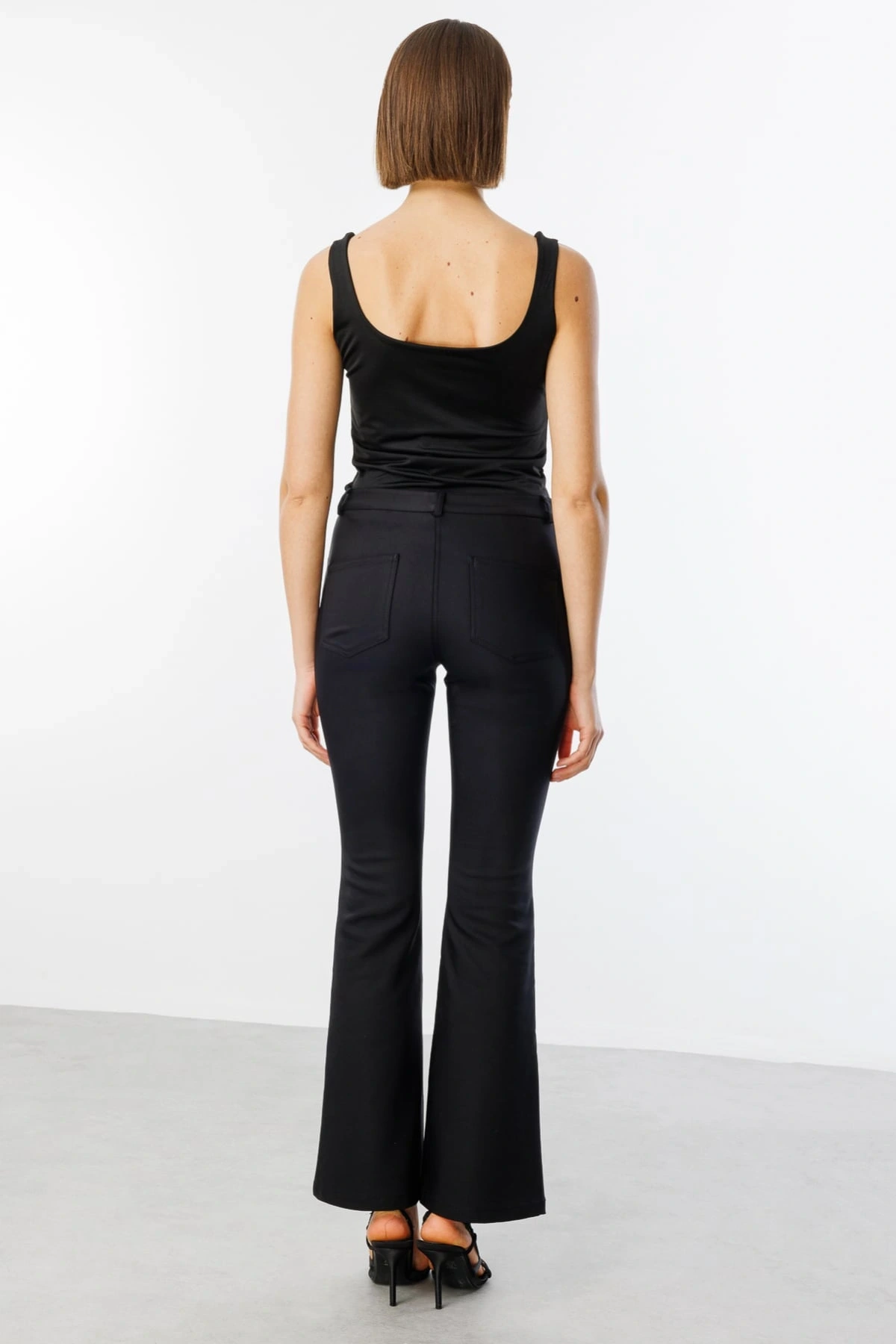 Ekol Kadın İspanyol Paça Siyah Pantolon 02044