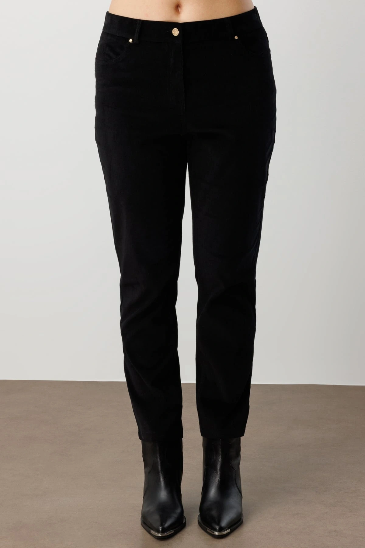 Ekol Kadın Kadife Siyah Pantolon 01051