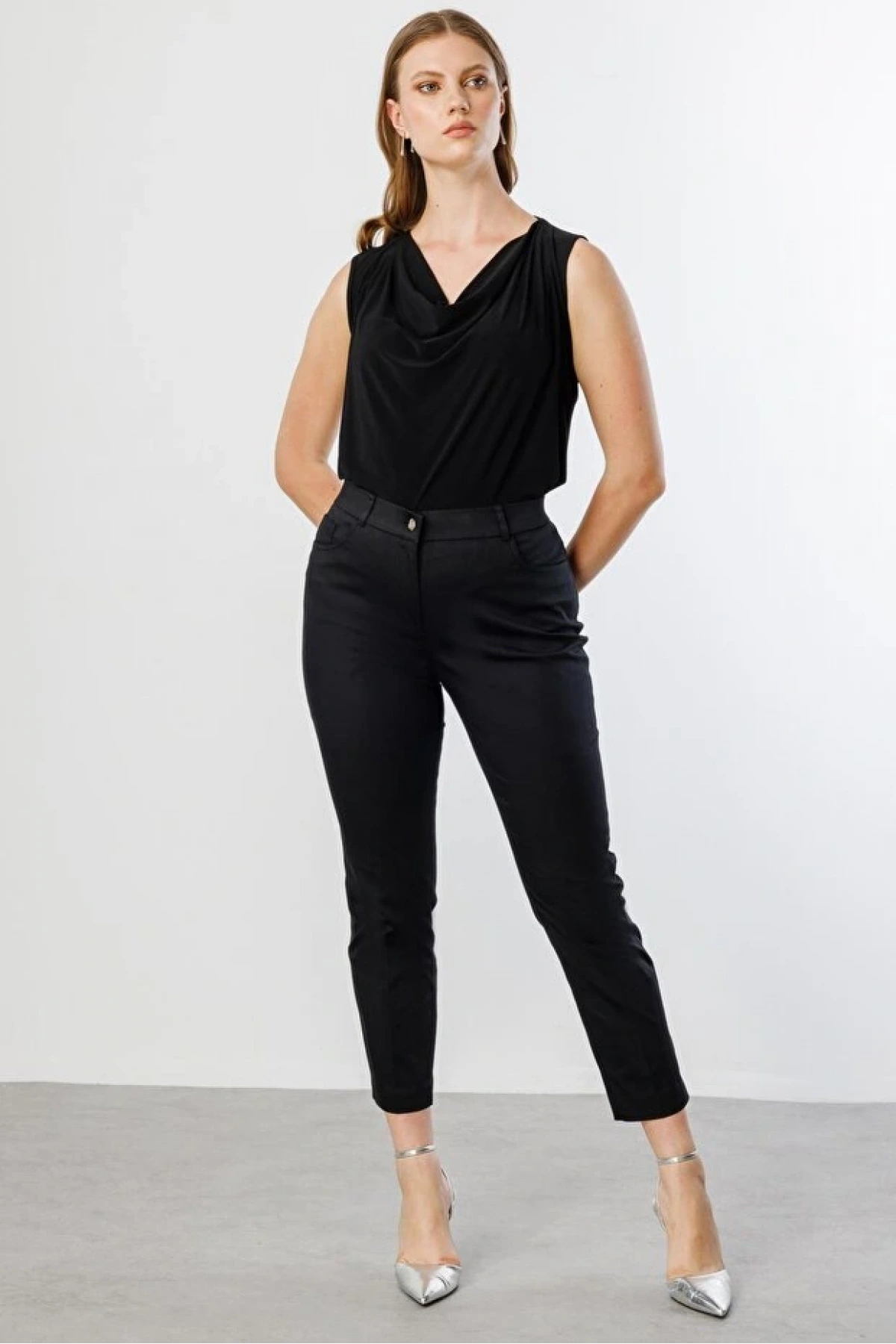 Ekol Kadın Kanvas Siyah Pantolon 02024