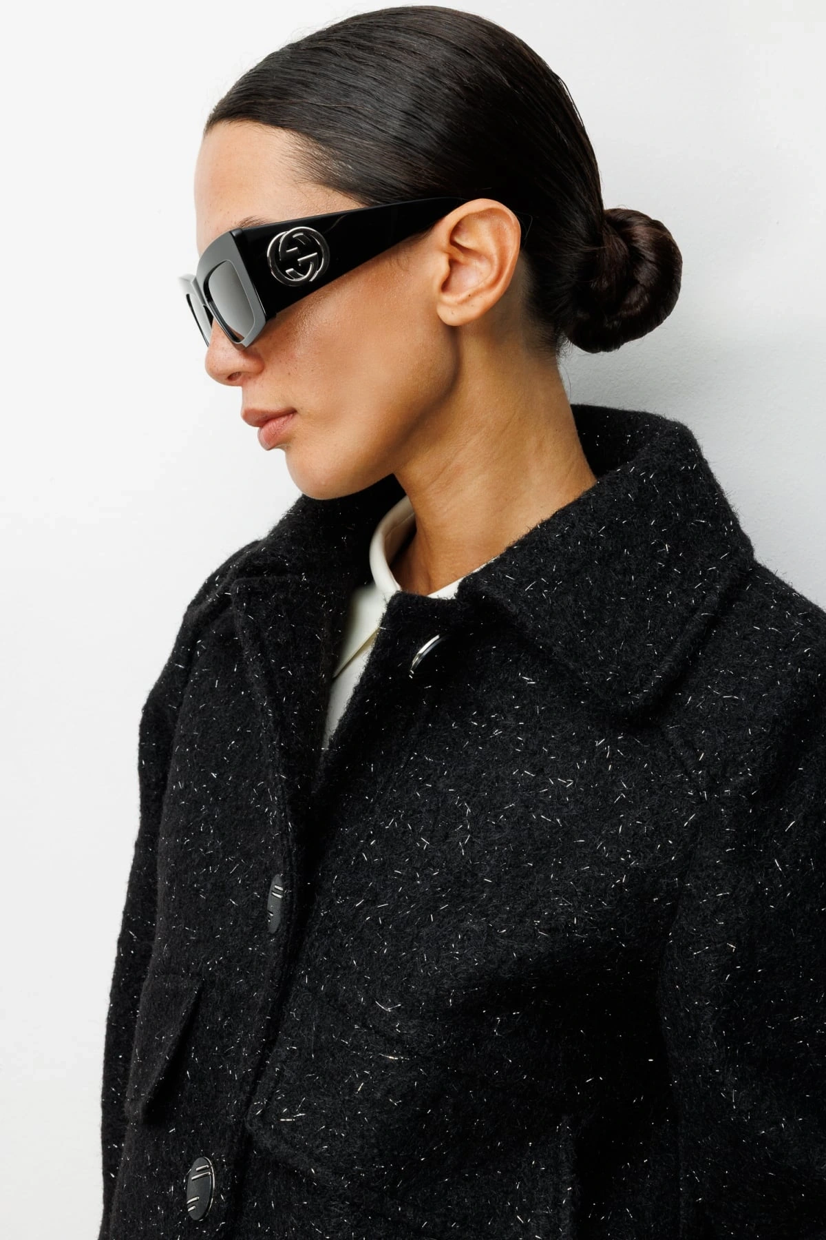 Ekol Kadın Kapak Cepli Siyah Manto 06089