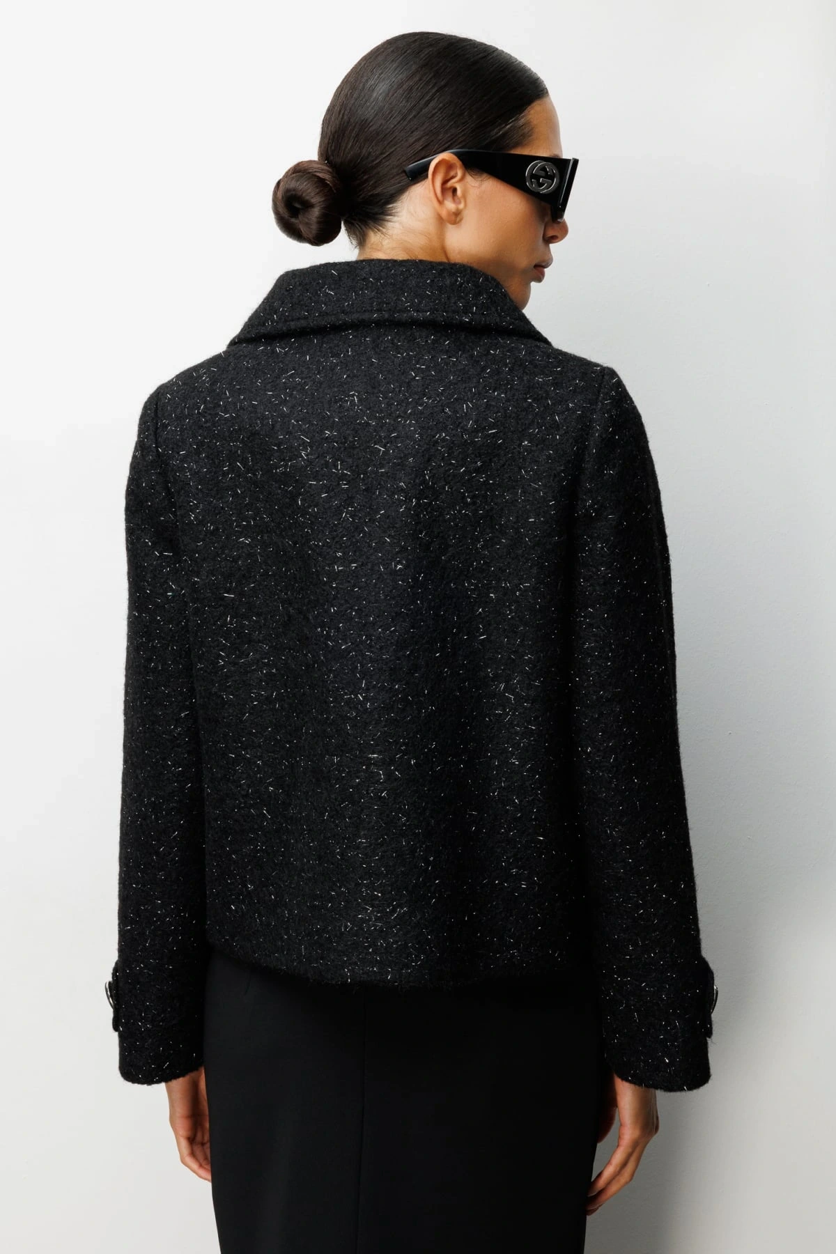 Ekol Kadın Kapak Cepli Siyah Manto 06089