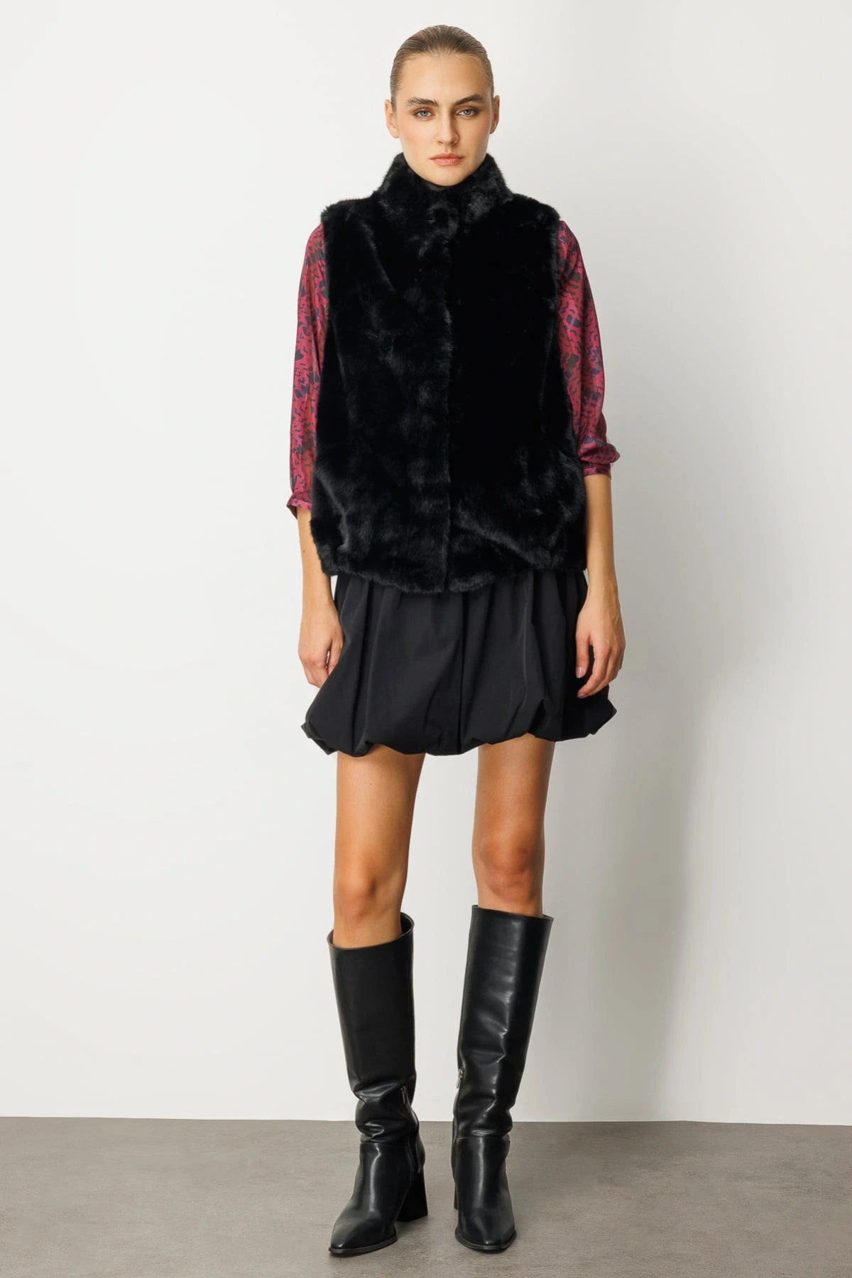 Ekol Kadın Kürklü Siyah Yelek 08905