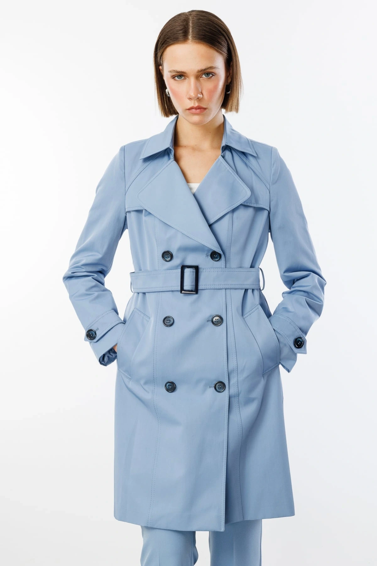 Ekol Kadın Mavi Trençkot 07002