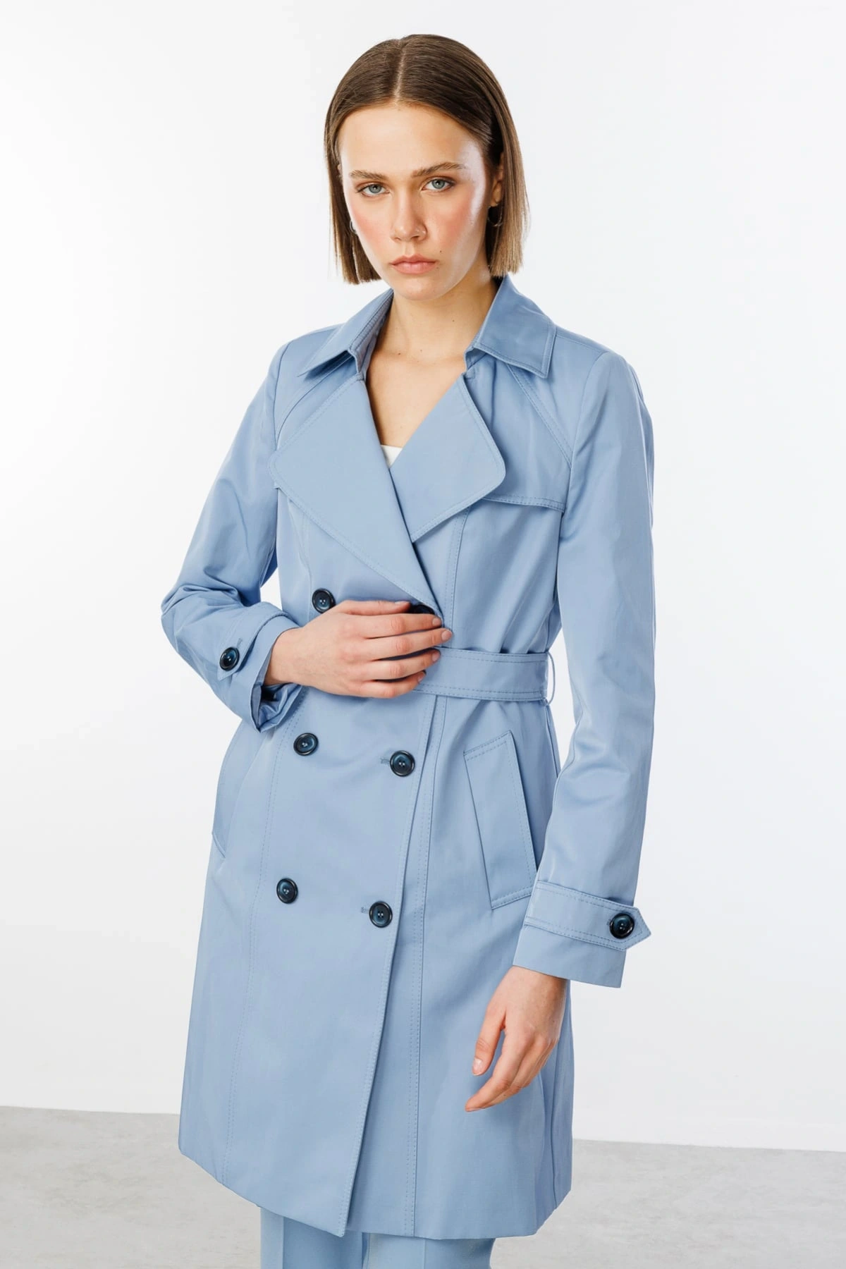 Ekol Kadın Mavi Trençkot 07002