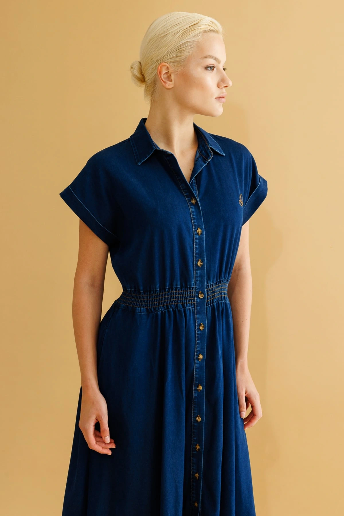 Ekol Kadın Maxi Boy İndigo Elbise 05030