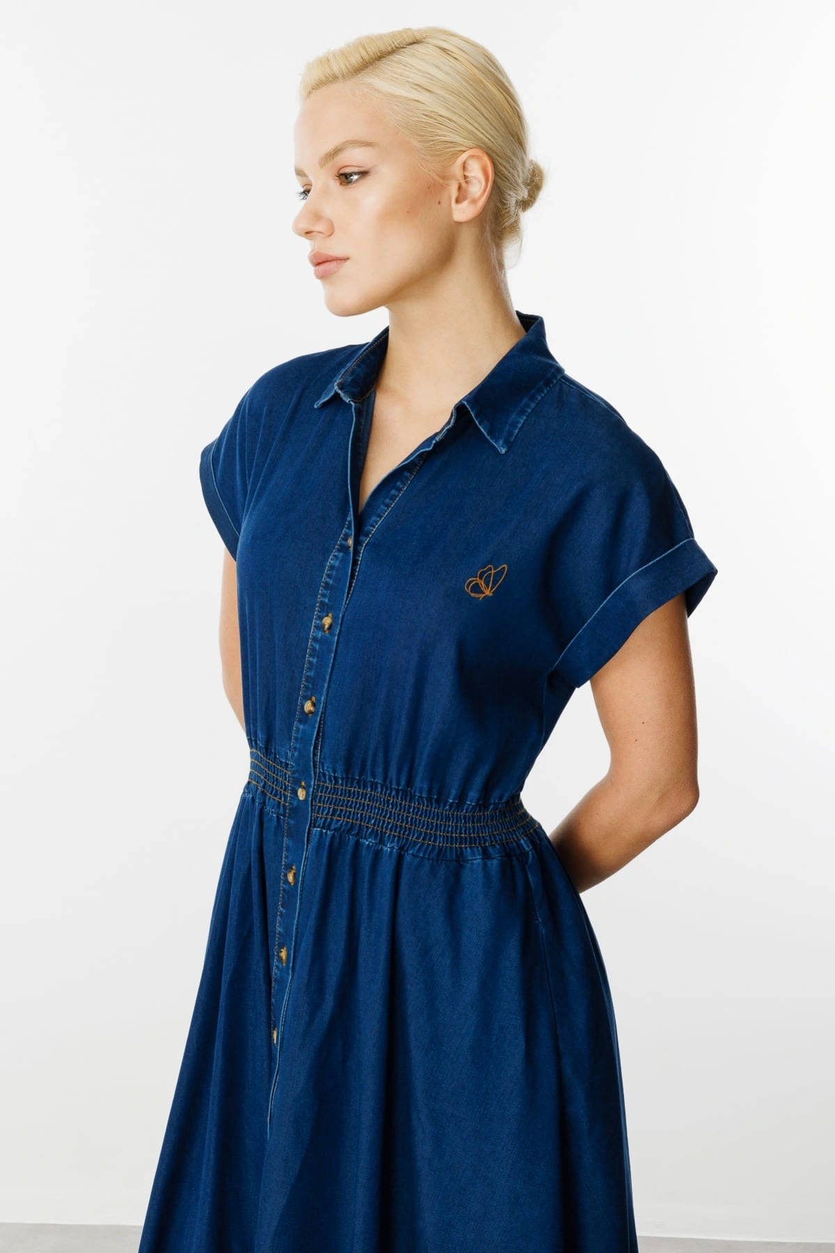 Ekol Kadın Maxi Boy İndigo Elbise 05030