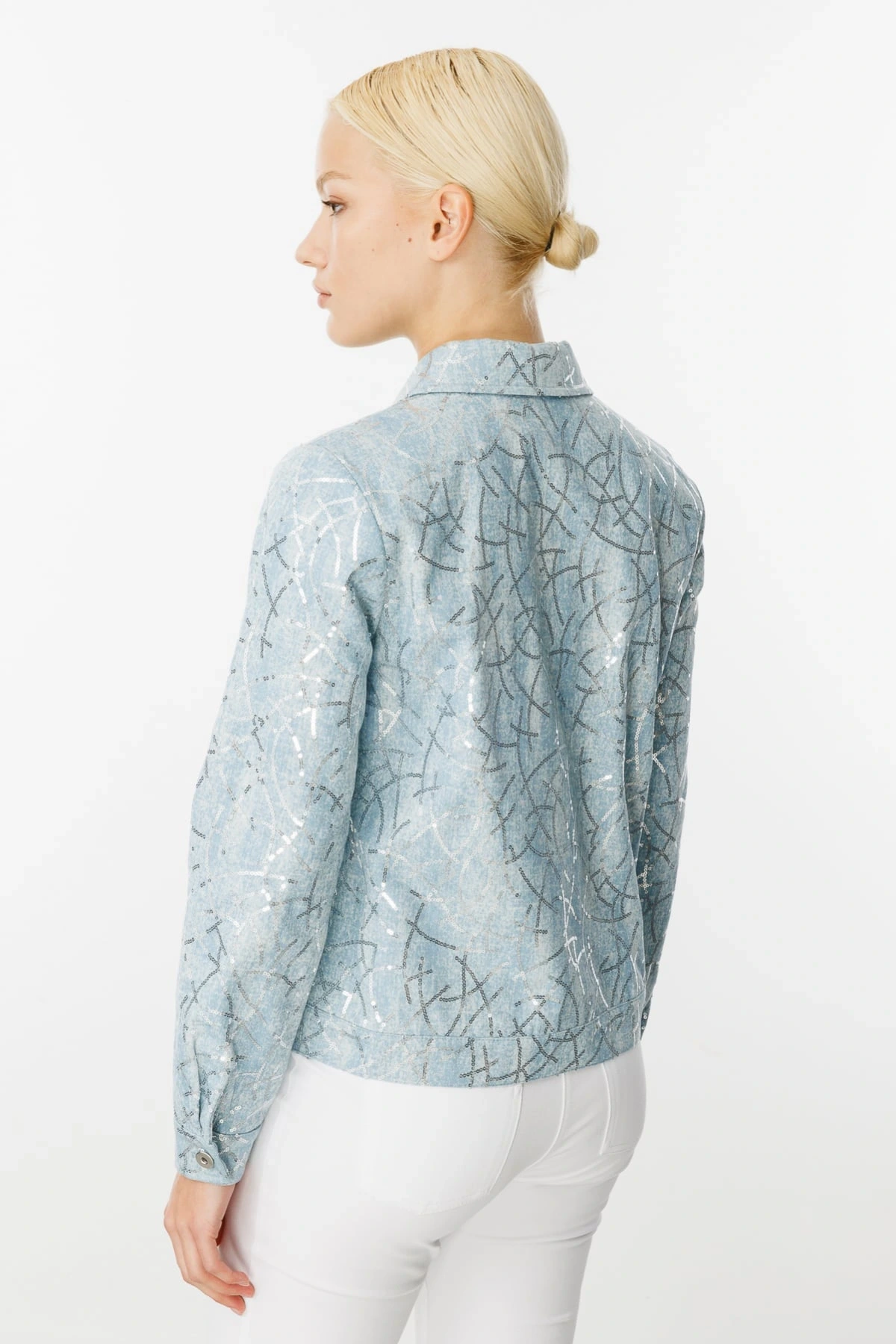 Ekol Kadın Pul İşlemeli Mavi Kot Mont 06026