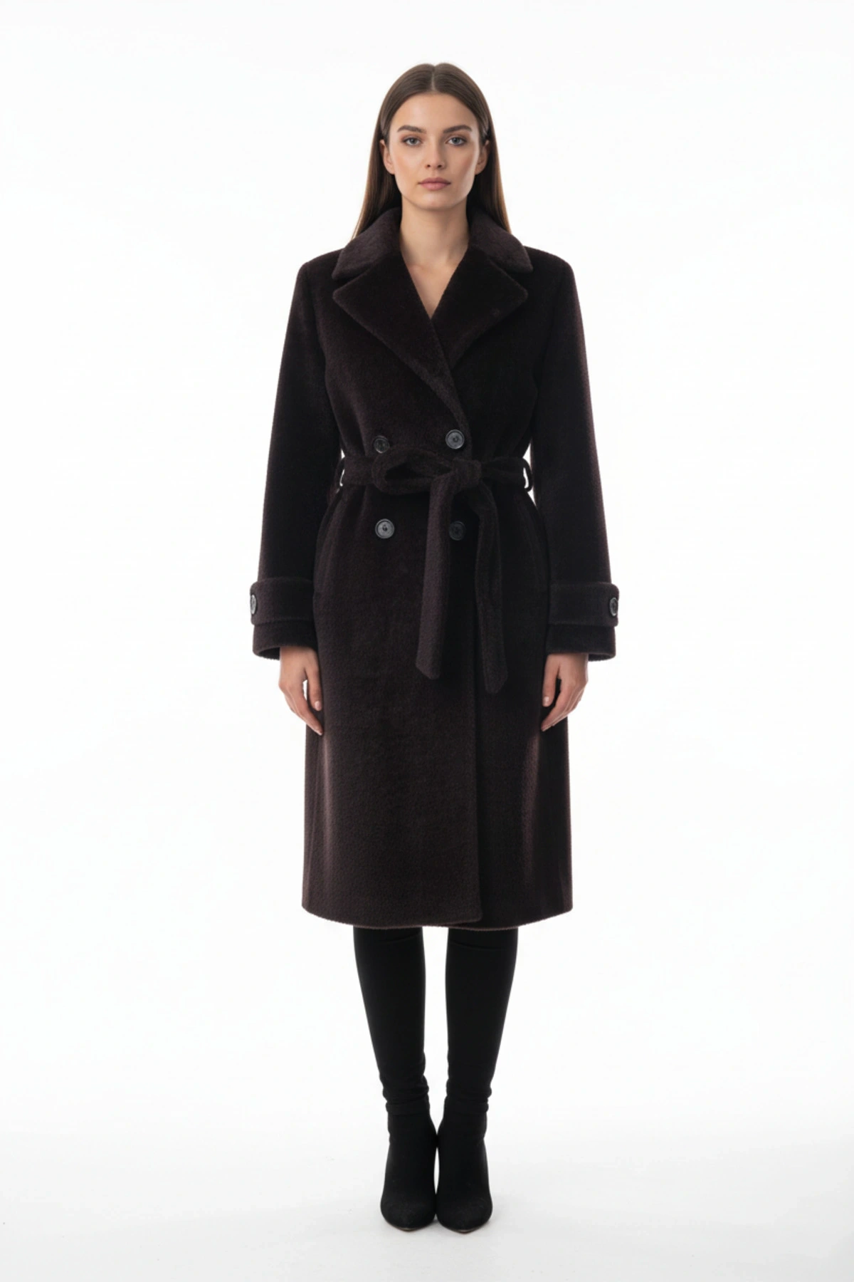 Ekol Kadın Siyah Peluş Manto 06033