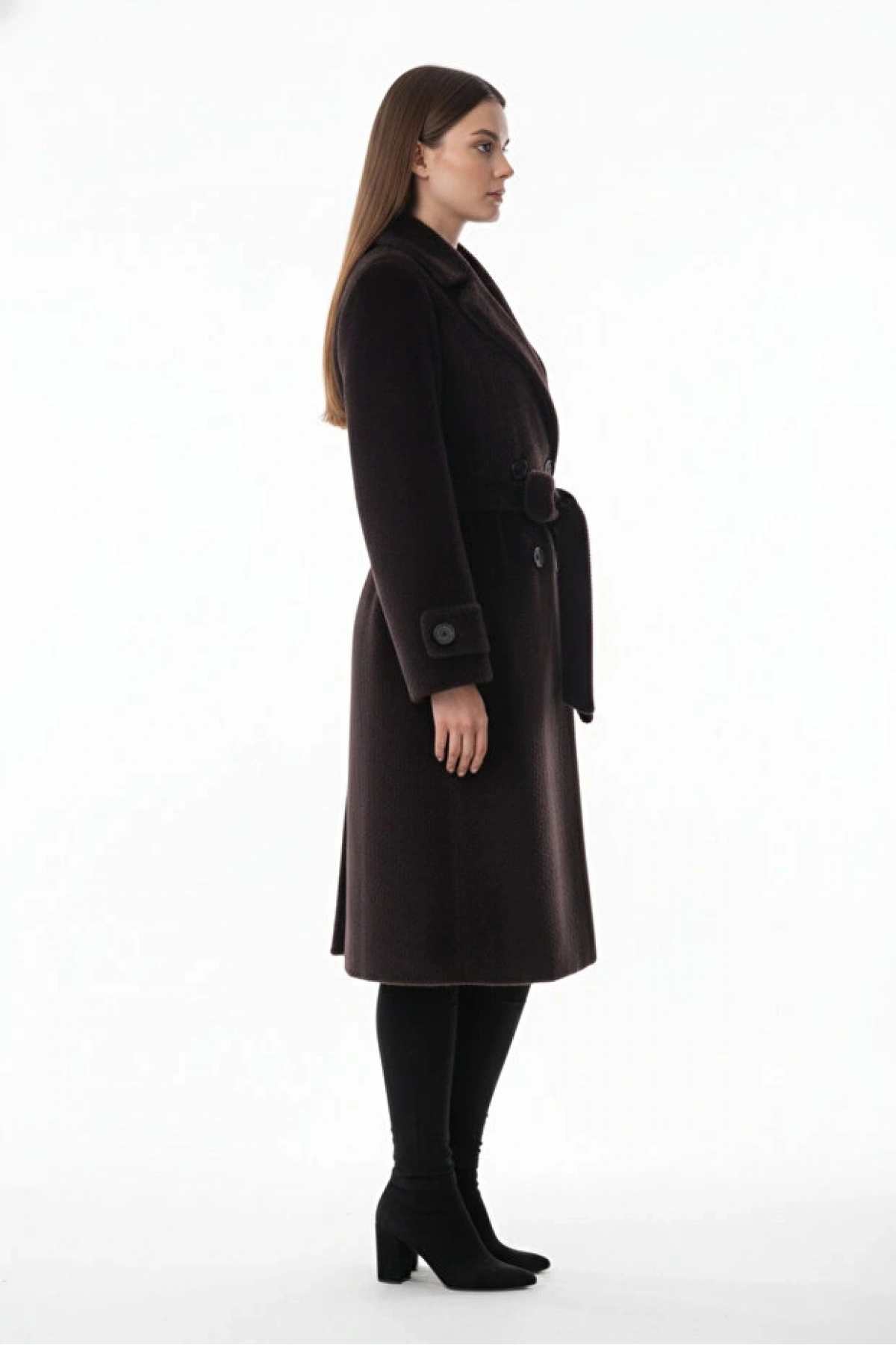 Ekol Kadın Siyah Peluş Manto 06033