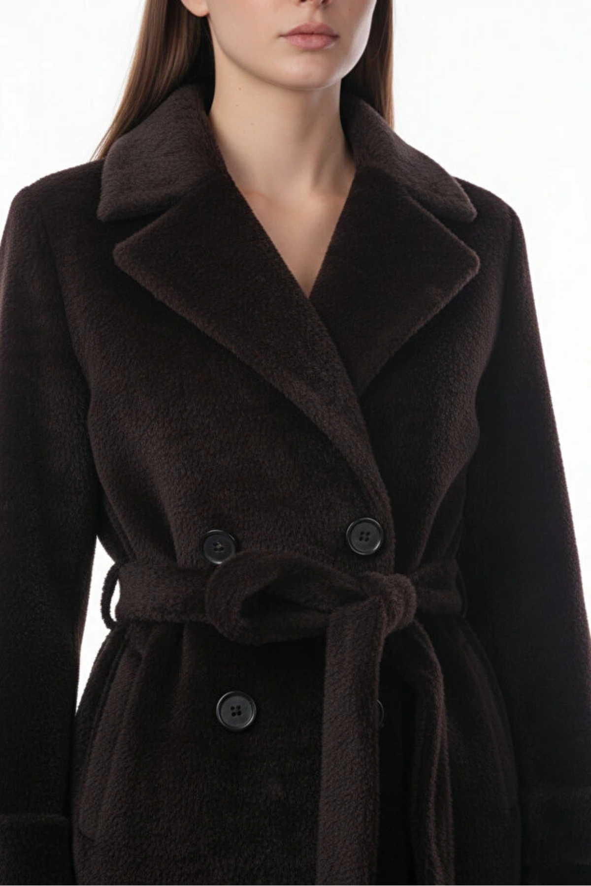 Ekol Kadın Siyah Peluş Manto 06033