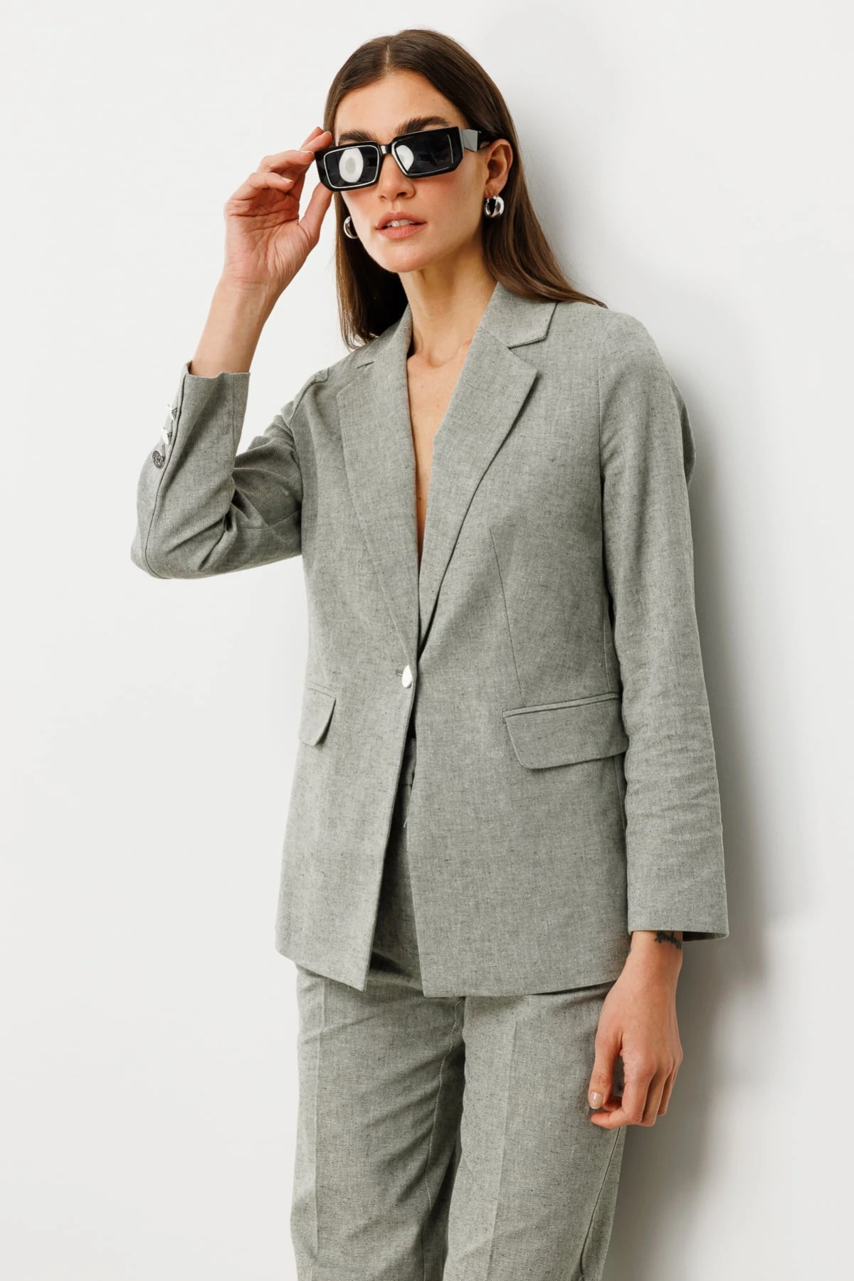 Ekol Kadın Tek Düğmeli Kapaklı Olive Renk Ceket 04062