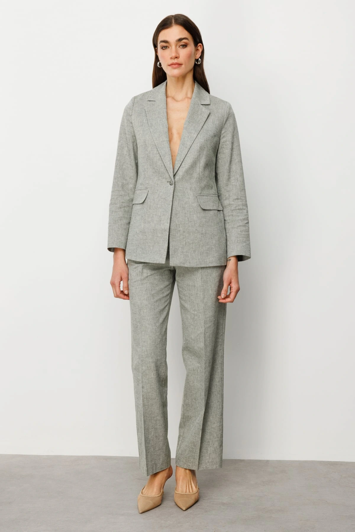 Ekol Kadın Tek Düğmeli Kapaklı Olive Renk Ceket 04062