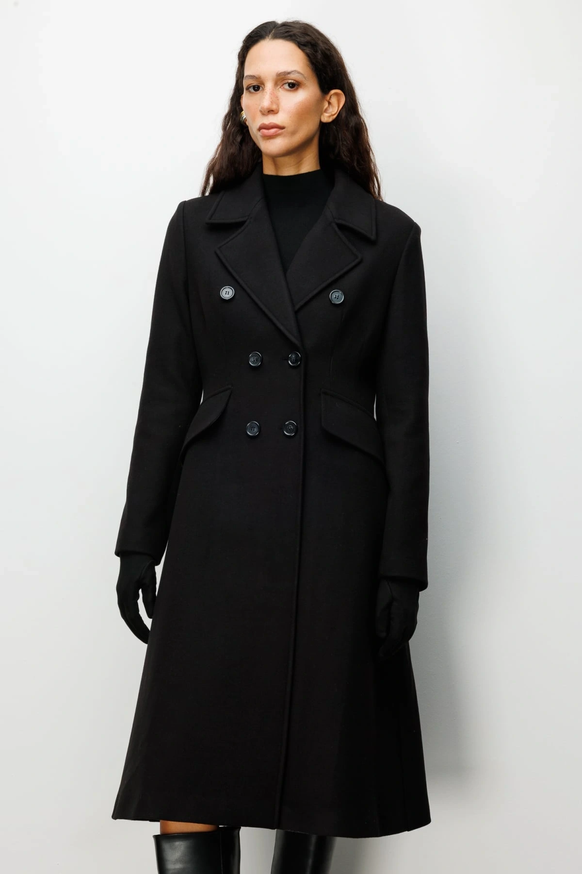 Ekol Uzun Kadın Siyah Manto 06073